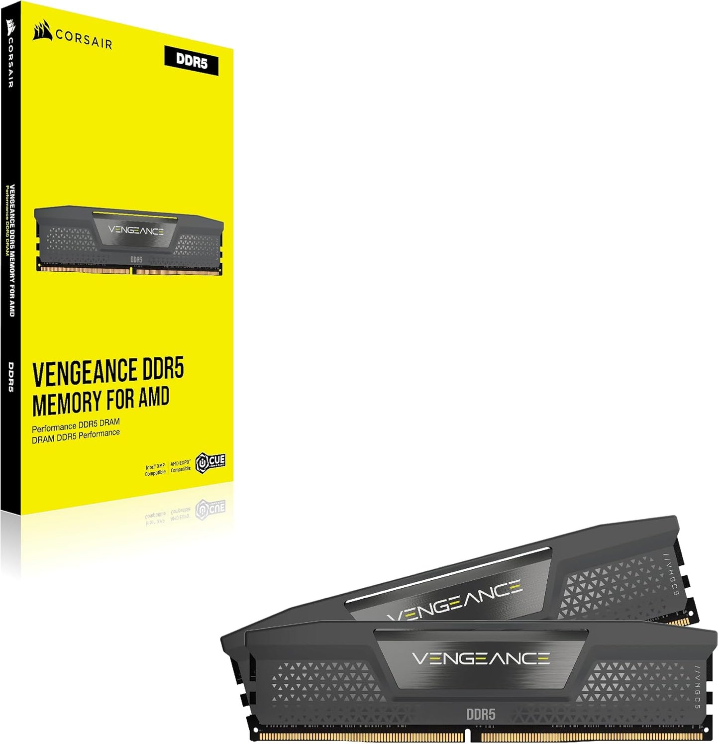 CORSAIR Vengeance DDR5 RAM 96GB (2x48GB) 6000MHz CL36-44-44-96 1.4V AMD Expo Intel XMP 3.0 Desktop Computer Memory – Gray (CMK96GX5M2E6000Z36)