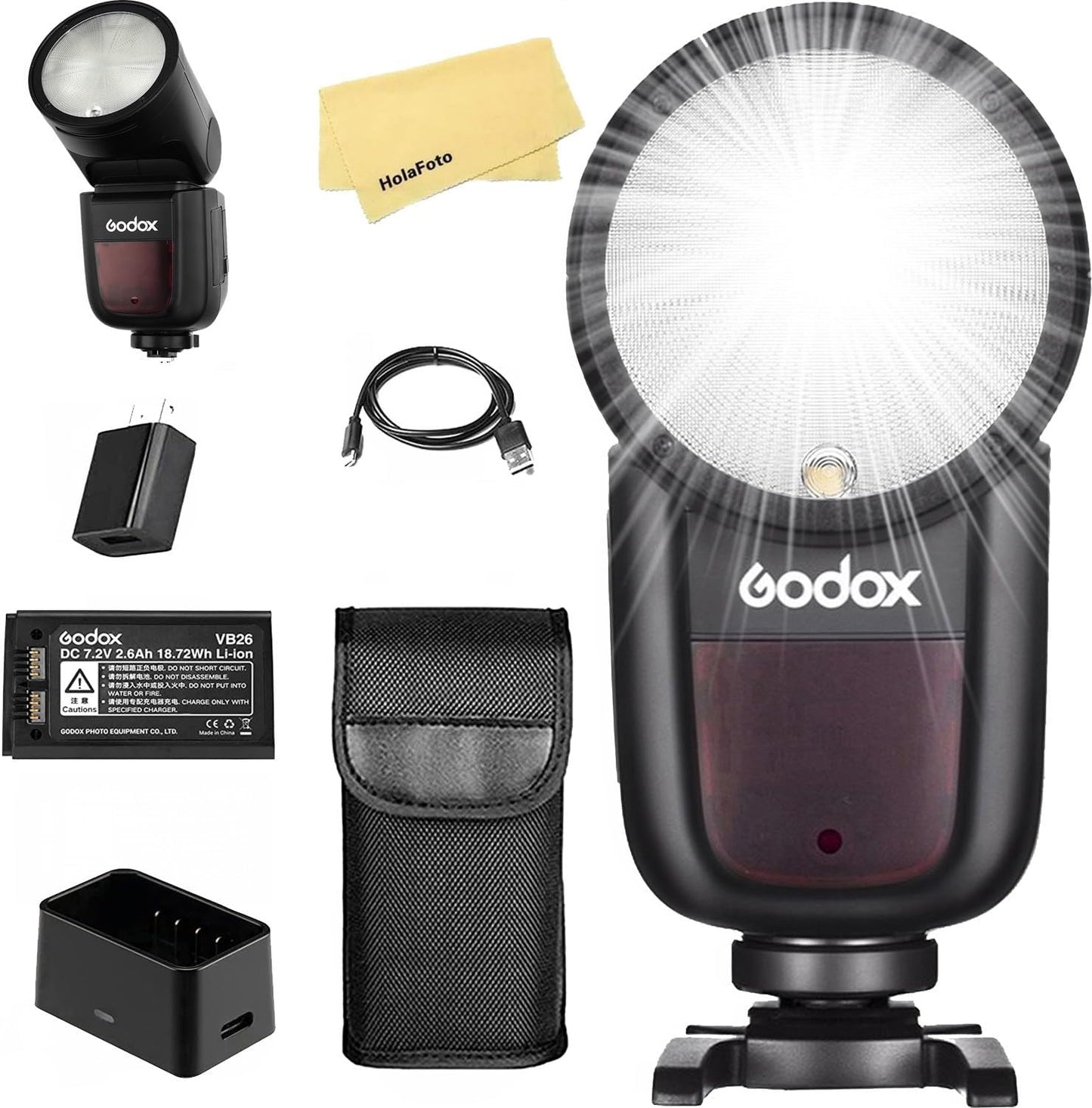 Godox V1 V1-C V1C Round Head Camera Flash for Canon Flash Speedlite Speedlight Light,76Ws 2.4G TTL1/8000 HSS,480 Full Power Shots,1.5s Recycle Time,2600mAh Li-ion Battery,10 Levels LED Modeling Lamp