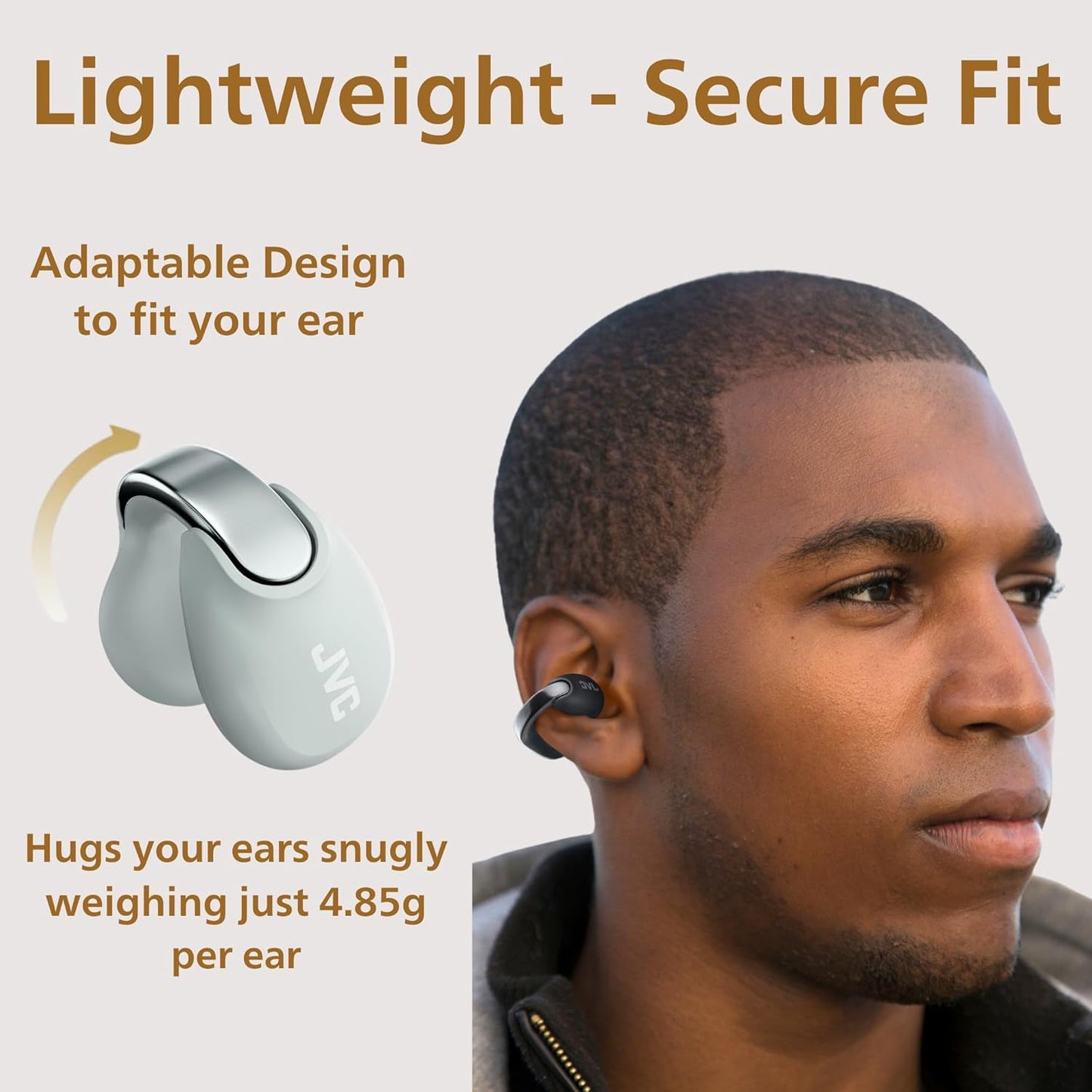 JVC nearphones Open Ear-Cuffs Wireless Headphones with Clasp Mechanism, Multipoint, Single Ear use, BT 5.3, Long Battery Life (up to 24 Hours) - HA-NP1T-A Teal Blue