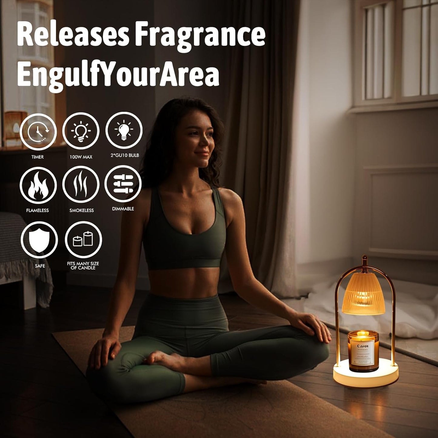 GEEZO Fragrance Candle Warmer Lamp,Electric Candle Warmer with Timer & Dimmer, Mom Christmas Birthday Gifts for Women, House Warming Gifts New Home Bedroom Decor