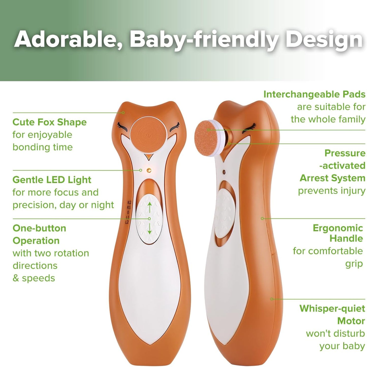 haakaa Electric Baby Nail Clippers for Newborns/Toddlers/Children/Adults, Electric Baby Nail File with 6 Replacement Heads & Storage Case