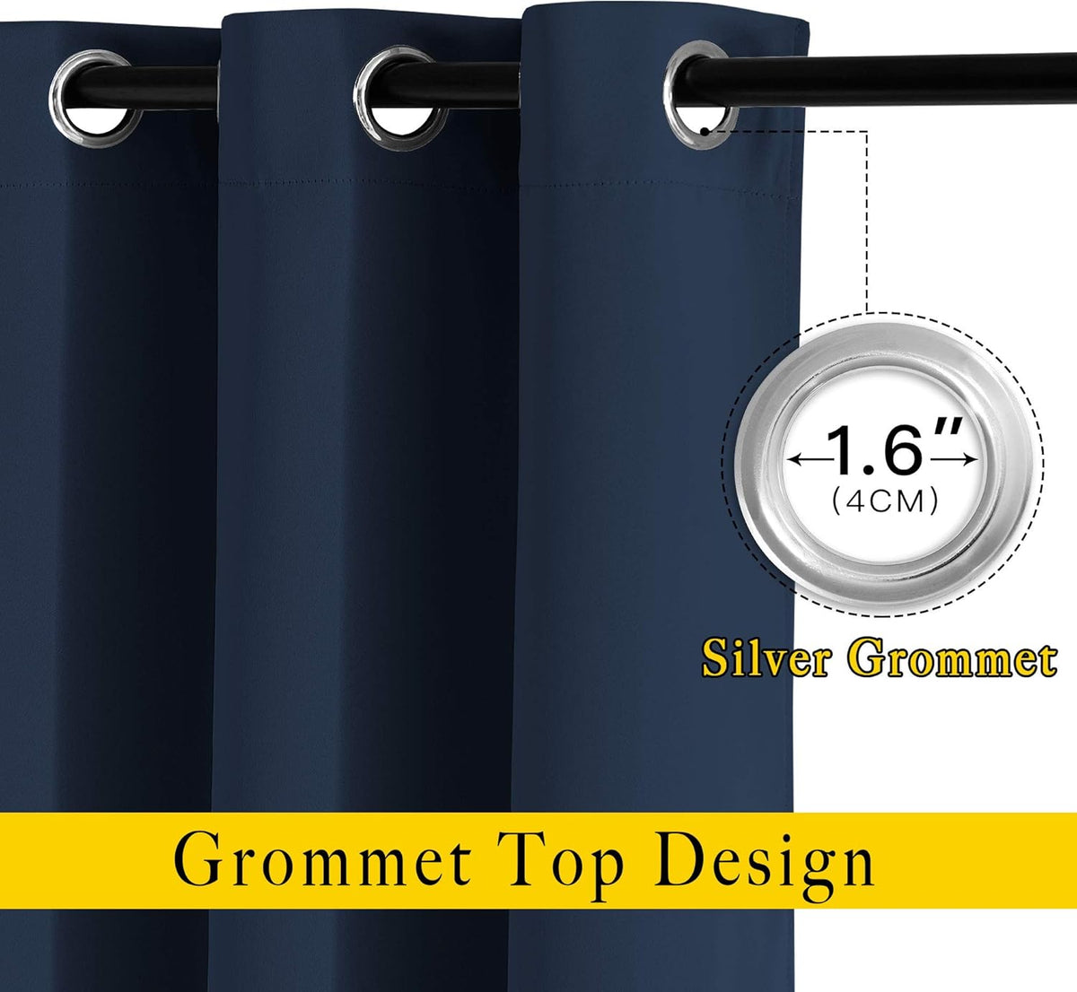 NICETOWN Blackout Curtains 2 Panels for Bedroom- Thermal Insulated Grommet Blackout Curtains 63 Inches Long for Living Room/Kitchen Rideaux occultants (2 Panels, W42 x L63 -Inch,Grey) - PuriLite