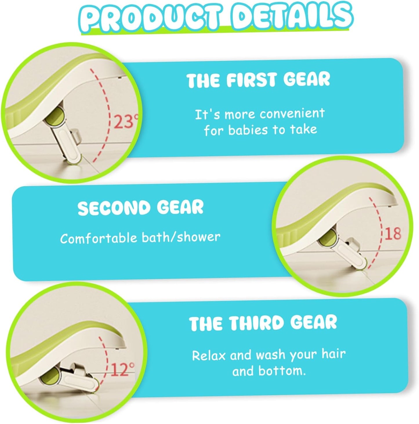 Baby Sink Bath, Adjustable Height Ergonomic Baby Bath Support with Temperature Reminder & Drainage Hole, Foldable Portable Infant Bathtub with Hook for Home Travel, Green, Sink Bather for