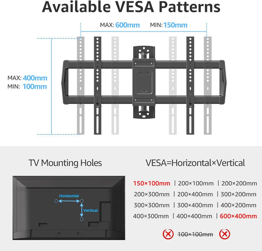 MOUNTUP 37.9" Long Arm TV Wall Mount for Most 42-75 Inch TVs, Full Motion Corner Wall Mount TV Bracket with Extension & Tilt & Swivel Articulating Arm, Max VESA 600x400mm and Up to 99 lbs, MU0047-L - PuriLite
