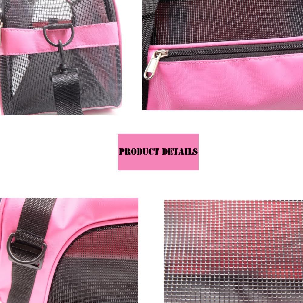 ZaneSun Cat Carrier,Soft-Sided Pet Travel Carrier for Cats,Dogs Puppy Comfort Portable Foldable Pet Bag Airline Approved (Small Rosered)