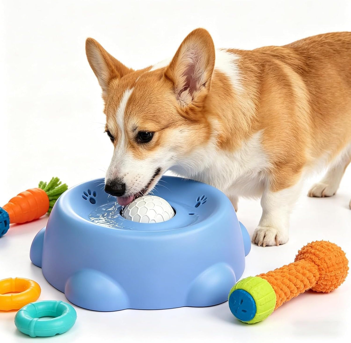 Slow Feeder Dog Bowls for Liquid Treat, 【Entertained Ball-in】 Bone Broth Dog Lick Bowl, 3/4 Cup Yogurt Pup Lick Toy for Large Medium Small Breeds Dietary Supplement/Post-op Nutrition