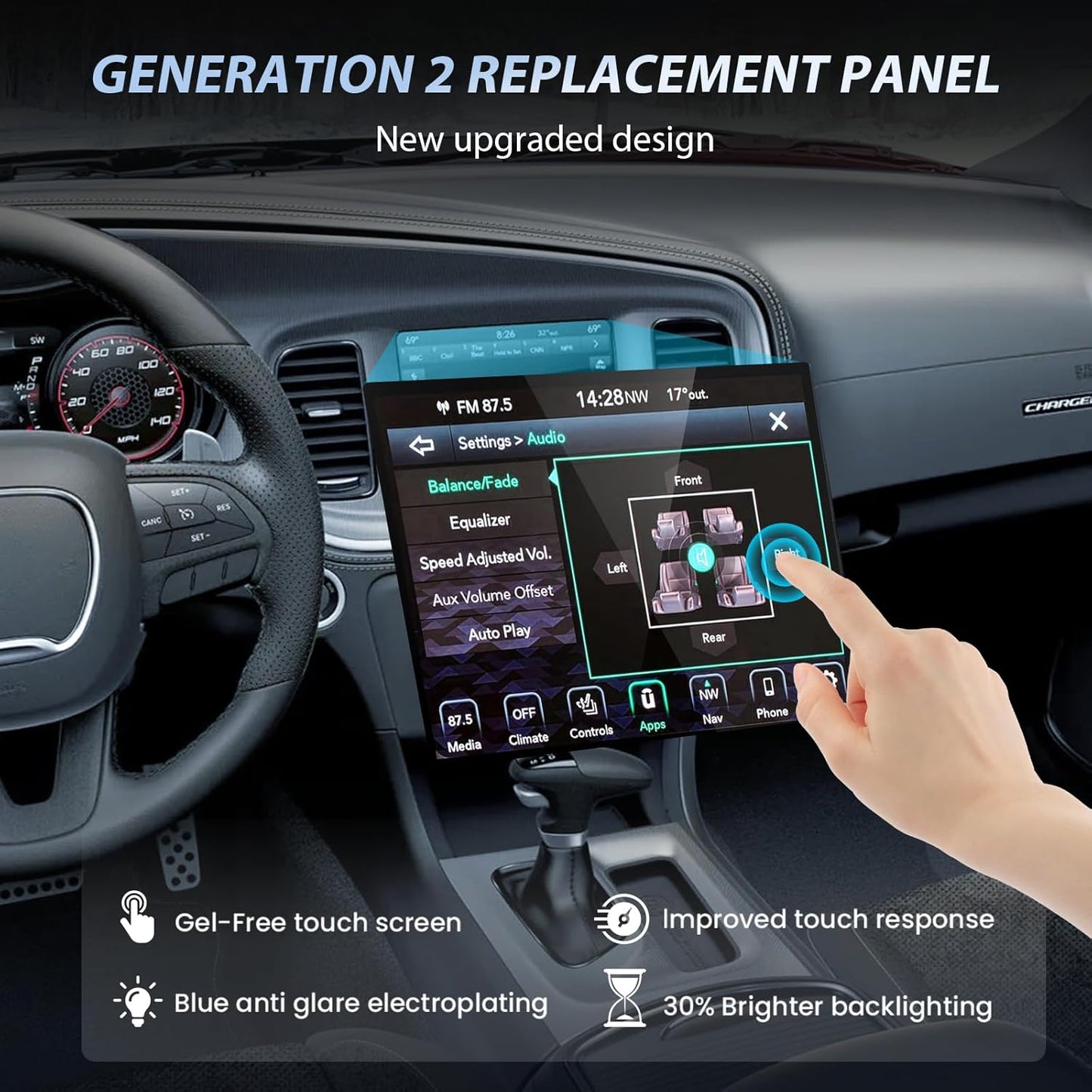 Upgraded Gel-Free 8.4" UConnect 4C UAQ Screen Replacement LCD+Digitizer Compatible with Dodge Ram Jeep Chrysler 2017-2022 Replace#LA084X01 SL(02)(1)