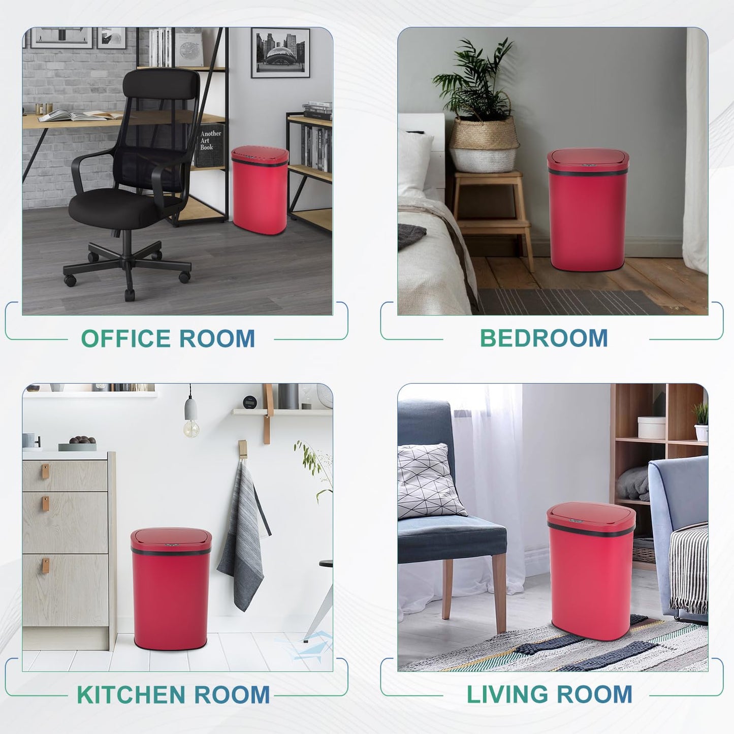 13 Gallon Sensor Garbage Can Stainless Steel Kitchen Garbage Can with Lid Antomatic Garbage can for Kitchen Office Bedroom Bathroom Living Room,Black