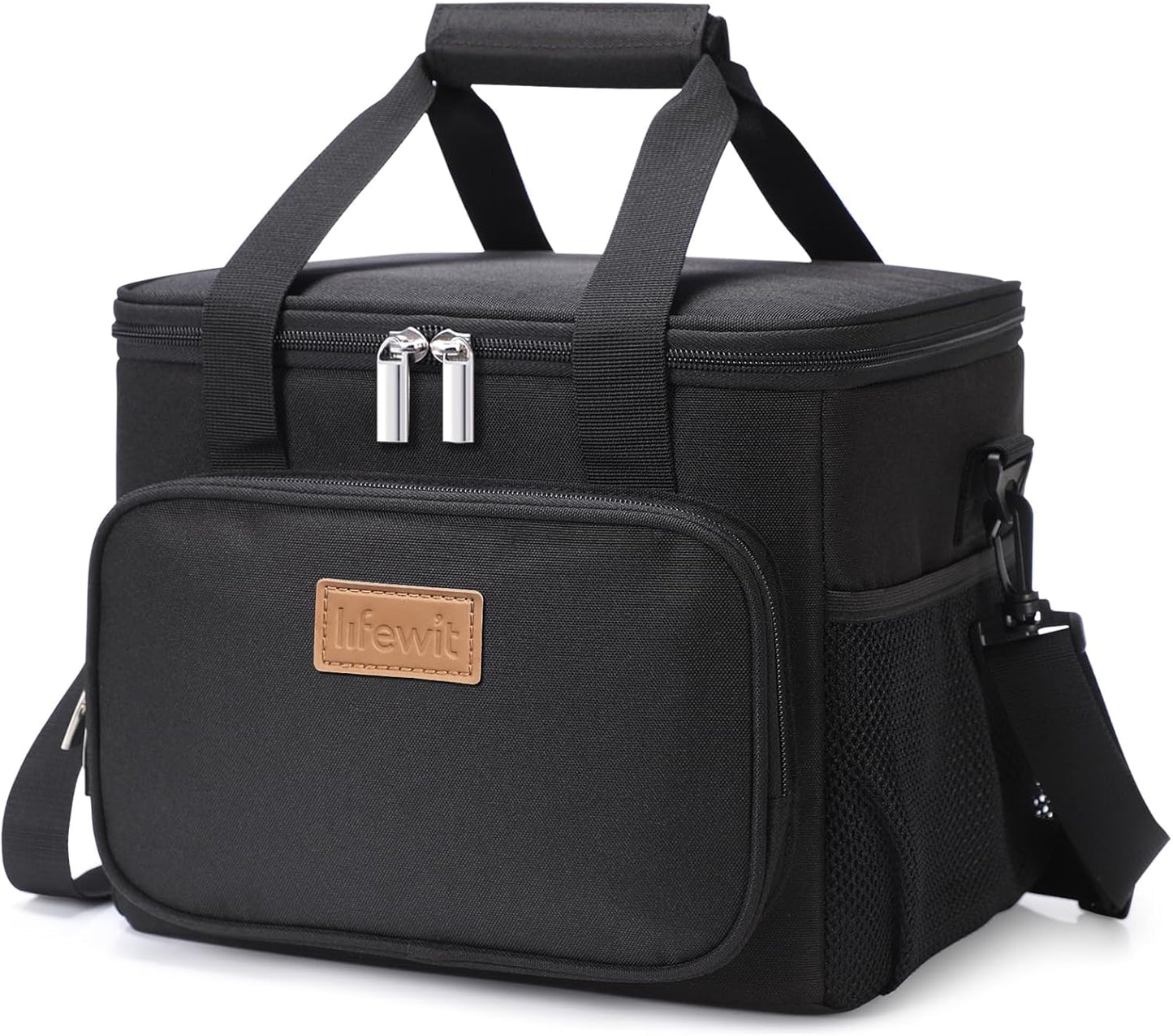 Lifewit Lunch Bag for Men, Insulated Lunch Box Leakproof Soft Cooler Cooling Tote for Adult Women, Waterproof Reusable Lunch Bags for Work Office Outdoor Picnic Camping, Black, 12-Can (9L)