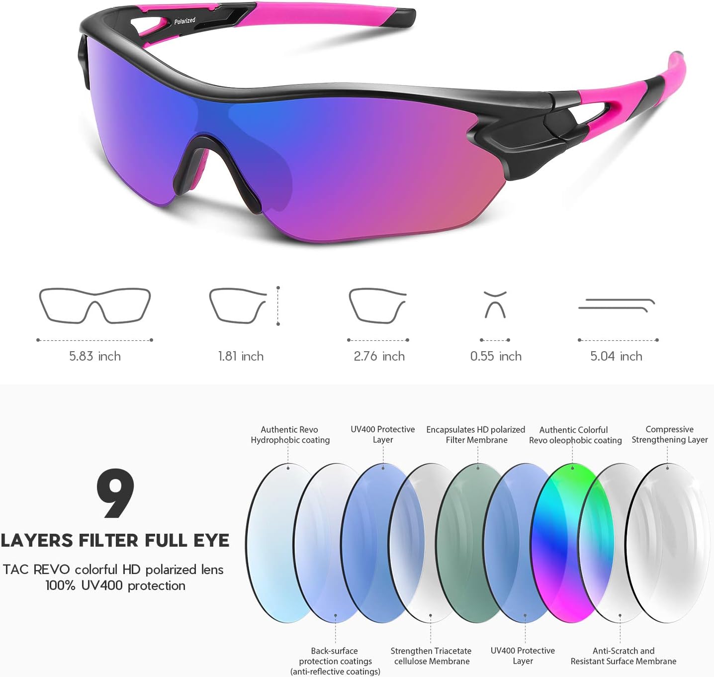 BEACOOL Polarized Sports Sunglasses for Men Women Youth Running Cycling Fishing Baseball Golf TAC Glasses UV400