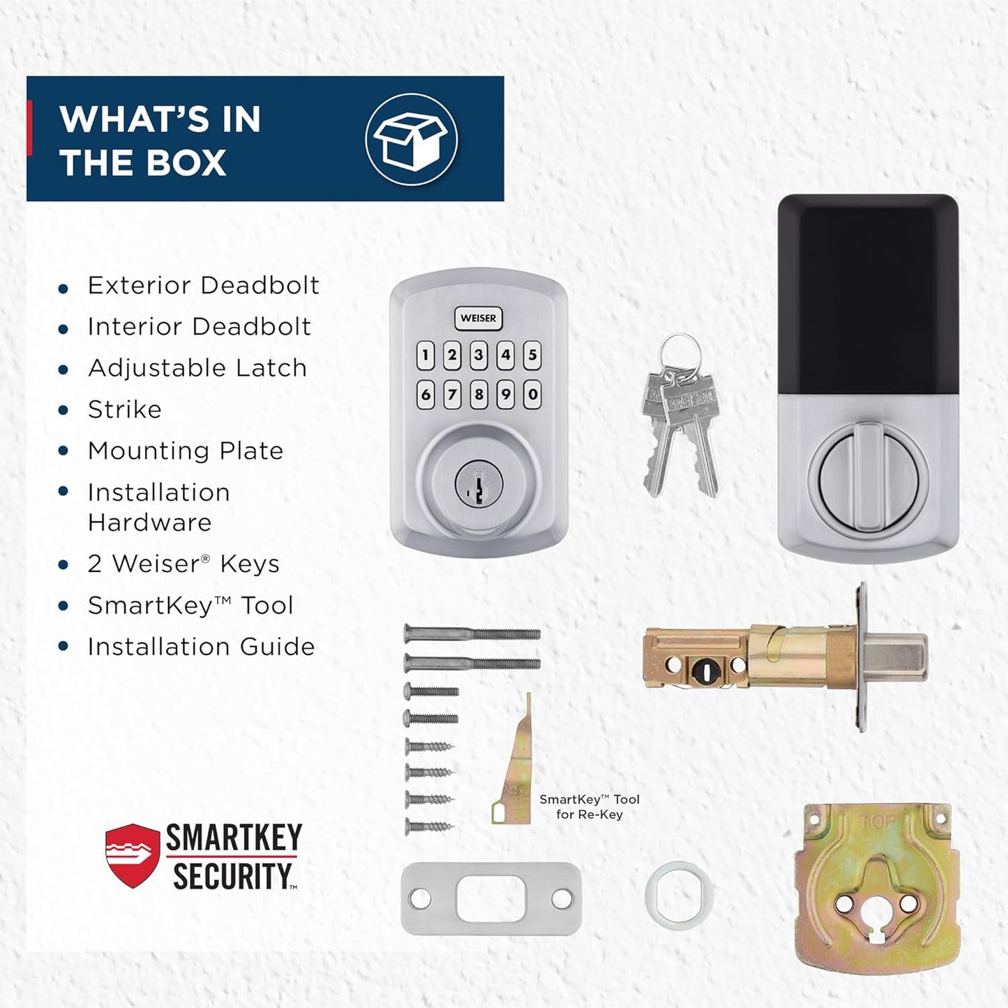 Weiser Powerbolt 3 Matte Black Keyless Entry Door Lock/Deadbolt Lock, 10-Button Keypad Door Lock with Auto Lock and 12-Month Battery Life, Electronic Door Locks for Front Door, Home Décor