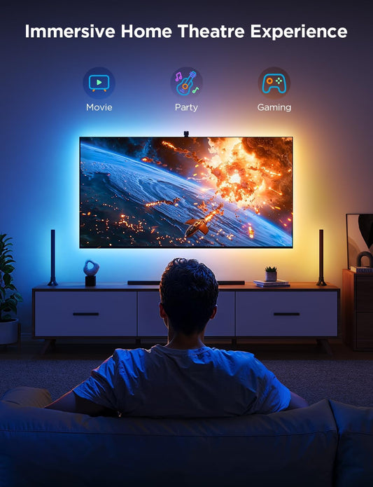 Govee TV Backlight 3 Lite Kit for 55–65 Inch TVs – RGBICW Smart LED TV Backlight with Camera, 11.8ft LED Strip & Dual 15-Inch Light Bars, App & Voice Control - PuriLite