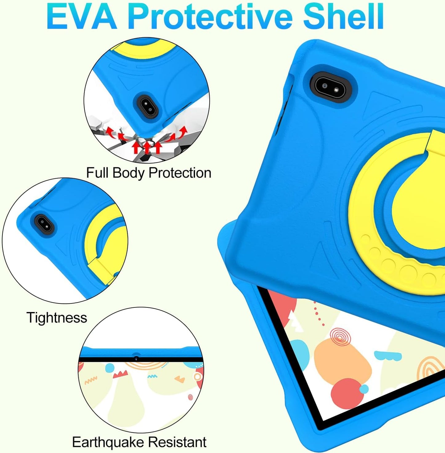 Kids Tablet Android 14 Tablet, 2025 Newest 10.1 inch Tablets, 20GB+128GB/1TB Expandable, Tablets with WiFi 6, Octa-Core, Widevine L1, Parental Control, Dual Camera, Bluetooth 5.0, Tablet EVA - Blue