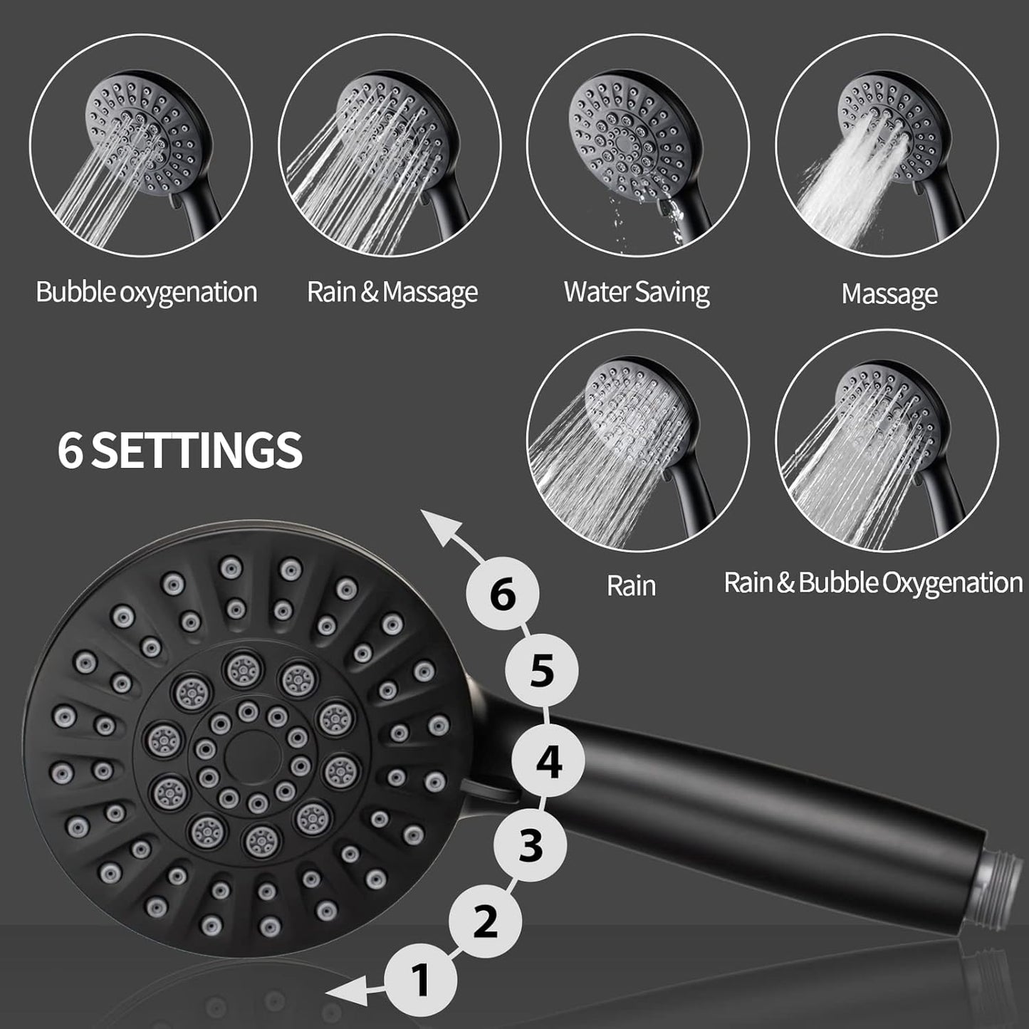 COSYLAND Rain Shower Head with Handheld - 304 Stainless Steel High Pressure 8 inch Square Rainfall Showerhead Combo with 5 Spray Mode 11 inch Extension Adjustable Arm & 60 inch Hose - Chrome