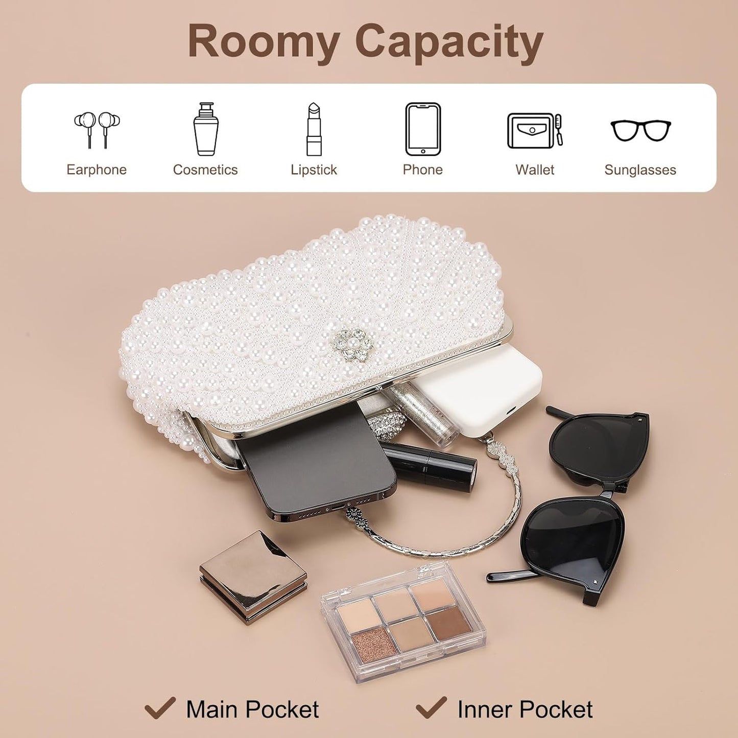 DTGN Clutch Purse Evening Clutch Bag Handbag Cross Body Bag for Women Formal Wedding Club