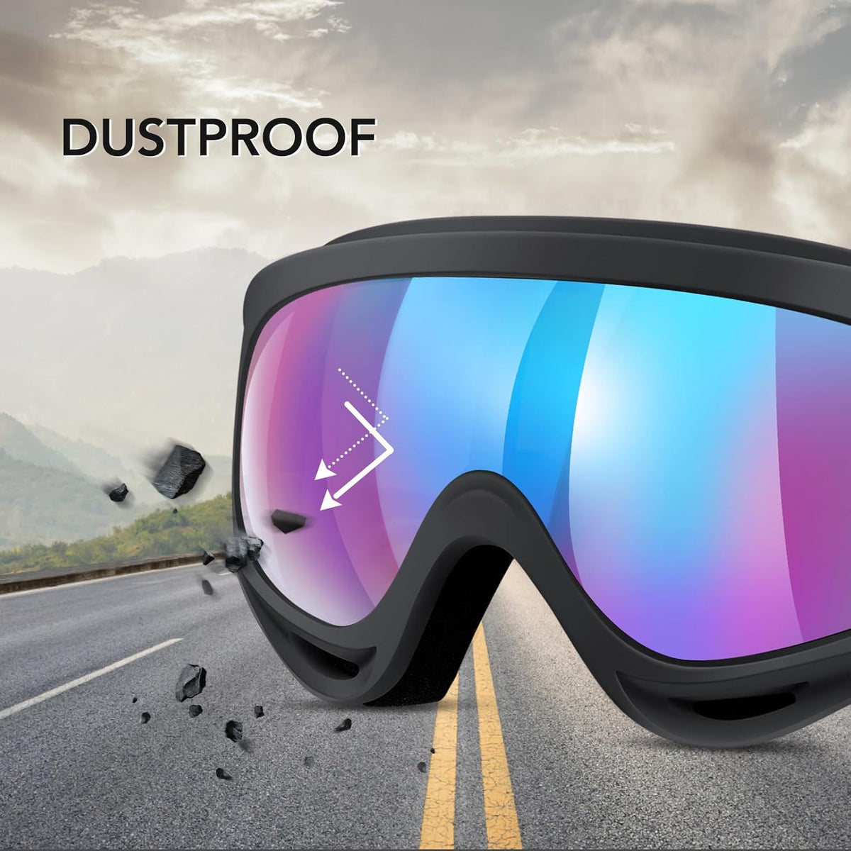 Vatefery 4-Pack Motorcycle goggles for Youth kids Men Women, Dirt Bike Riding Goggles ATV Motocross Ski goggles Fit Helmet - PuriLite