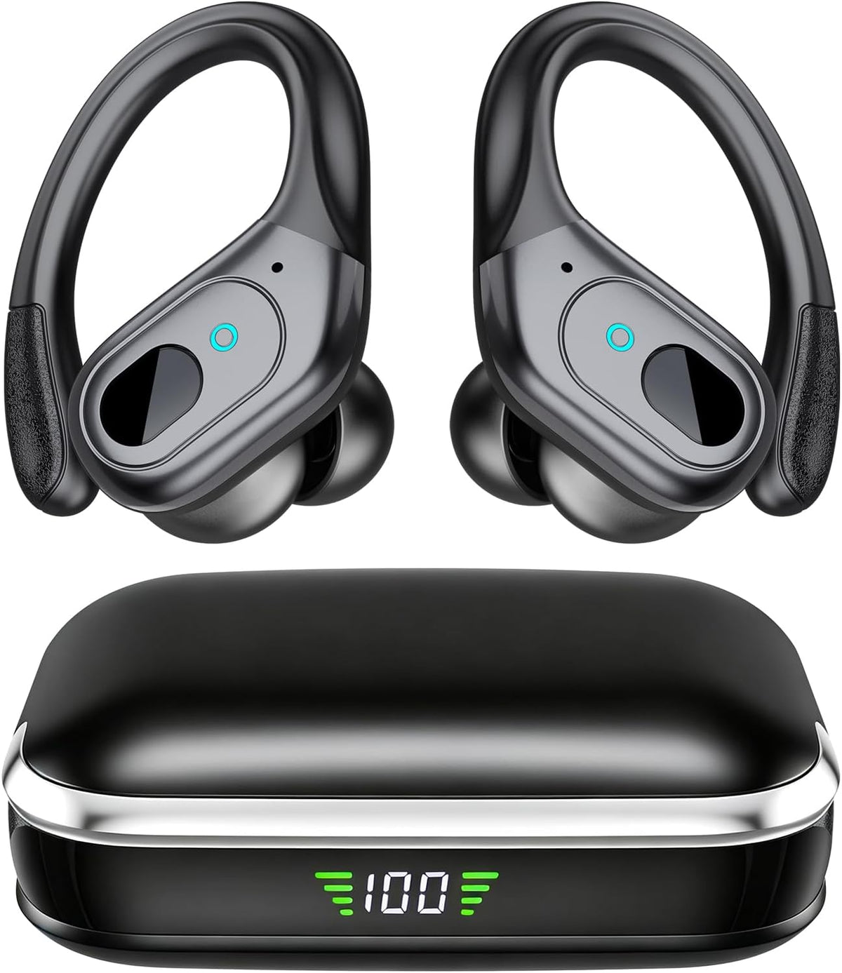 Wireless Earbuds Bluetooth 5.4 Headphones, Noise Canceling Ear Buds with 75hr Playtime, LED Power Display, IPX7 Waterproof Earphones Over Ear Earphones for Sports/Workouts