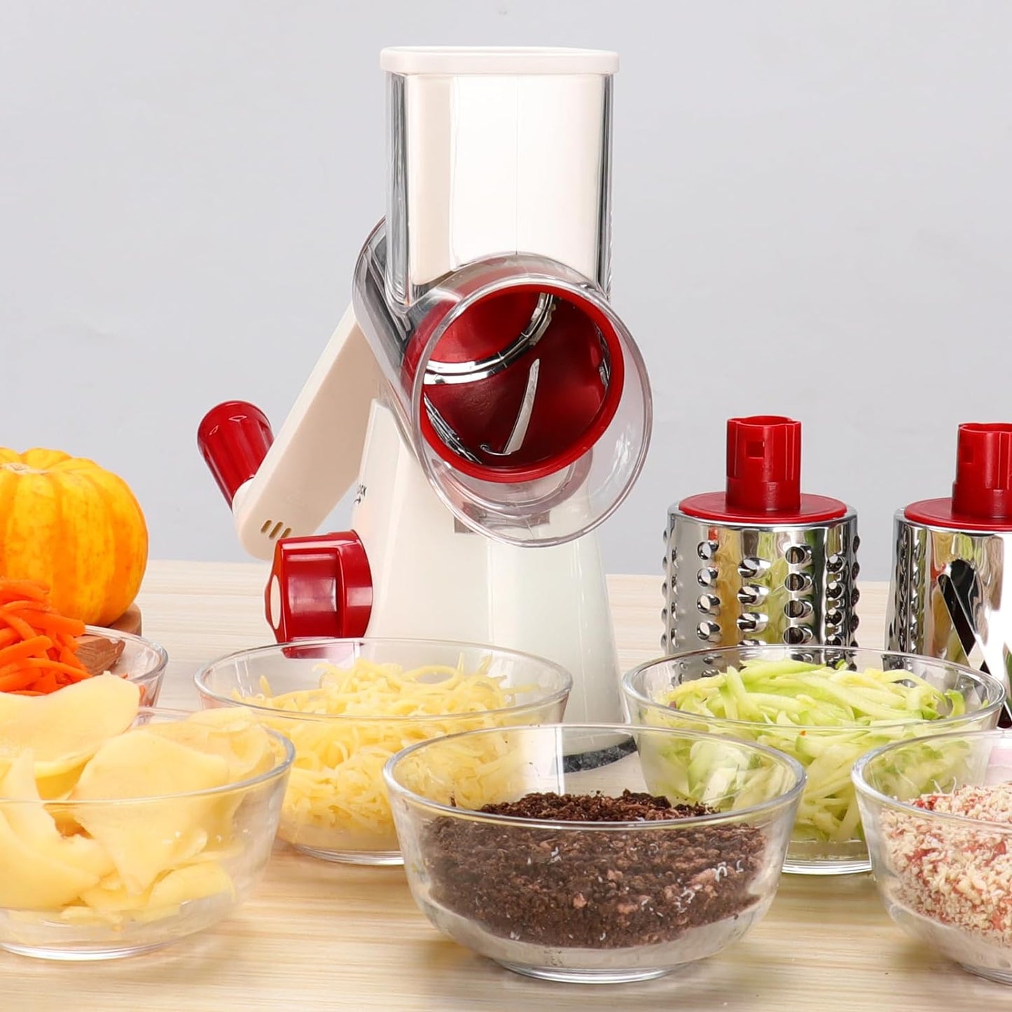 Purilite Select Rotary Cheese Grater with 3 Stainless Steel Blades