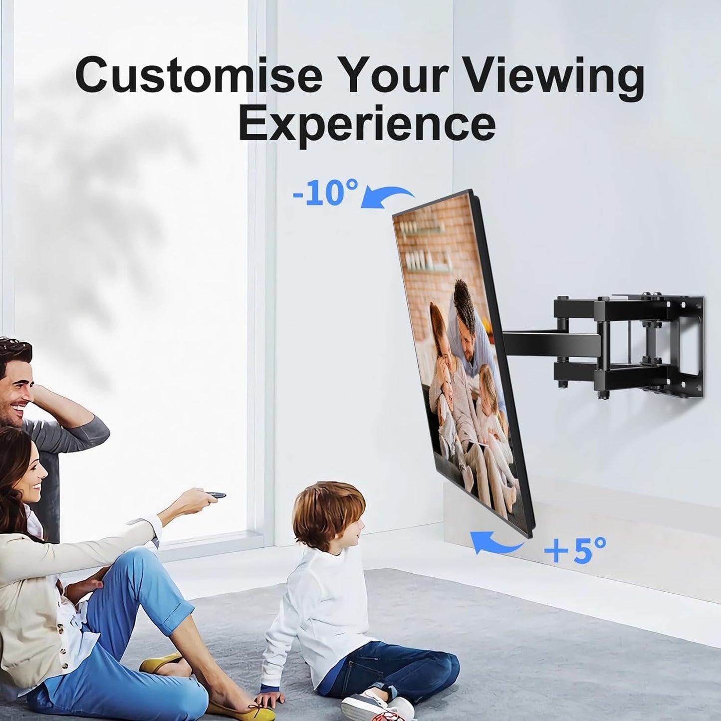 Suptek Full Motion TV Wall Mount for 32 to 84 Inch TV, Swivel and Tilt with Articulating Dual Arms, Max VESA 600X400mm, Holds up to 132lbs, Fits Max 16" Wood Studs, MA01A