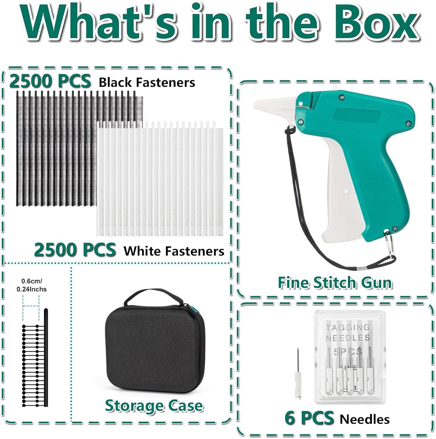Mini Stitch Gun for Clothes, Mini Clothing Stitcher Gun, Speedy Clothing Fixer Stitchy, Quick Stitch Sewing Gun Kit with 2500 Black & 2500 White Fasteners, 6 Needles and Hard Case - Not Standard Gun