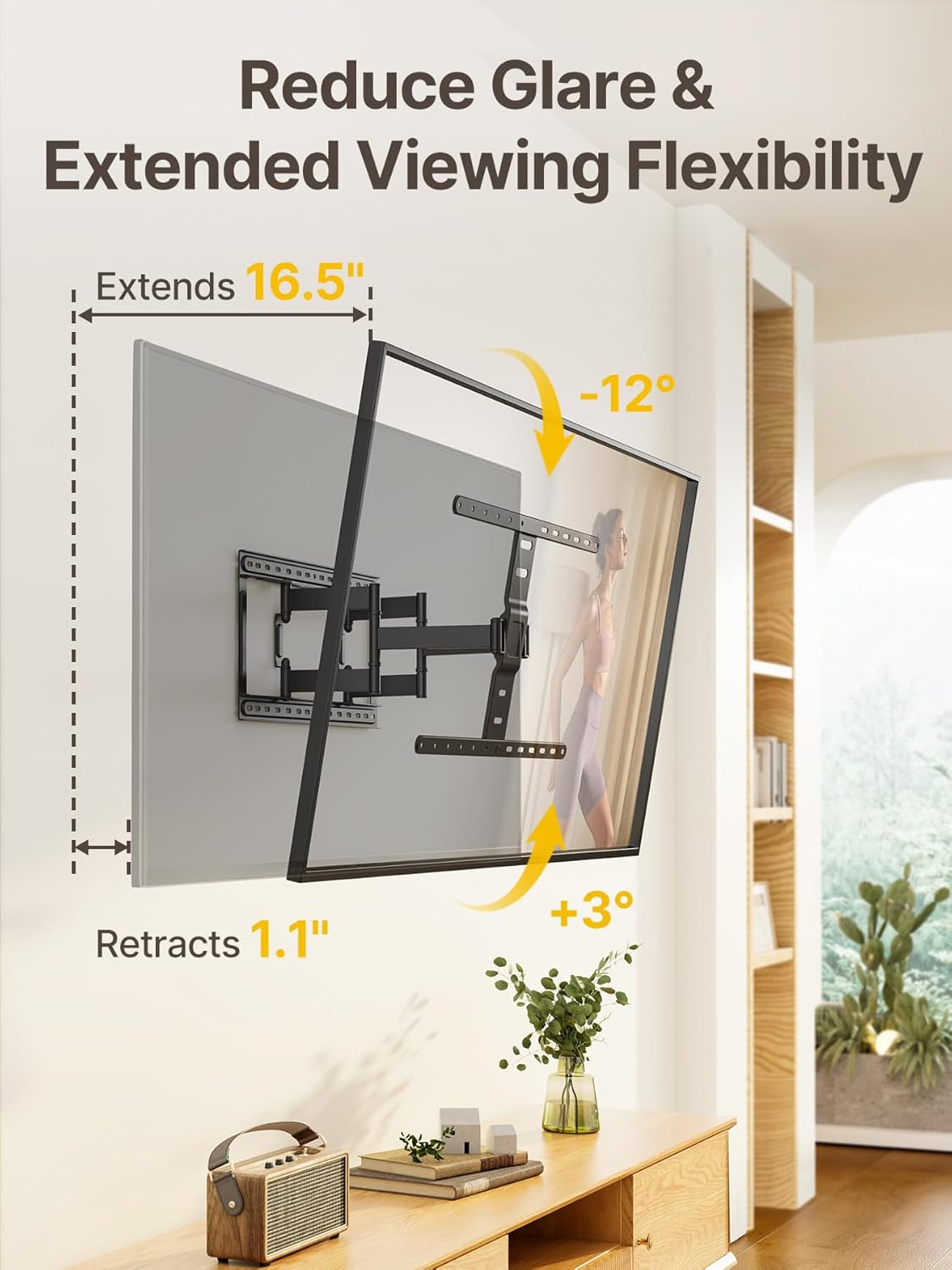 monTEK Ultra Slim TV Wall Mount for Most 43-90 inch TVs, 1.1" Thin Low Profile TV Bracket, Full Motion TV Mount Dual Swivel Articulating Tilt 6 Arms, Max VESA 600x400mm, Up to 132lbs, 16"/18" Studs