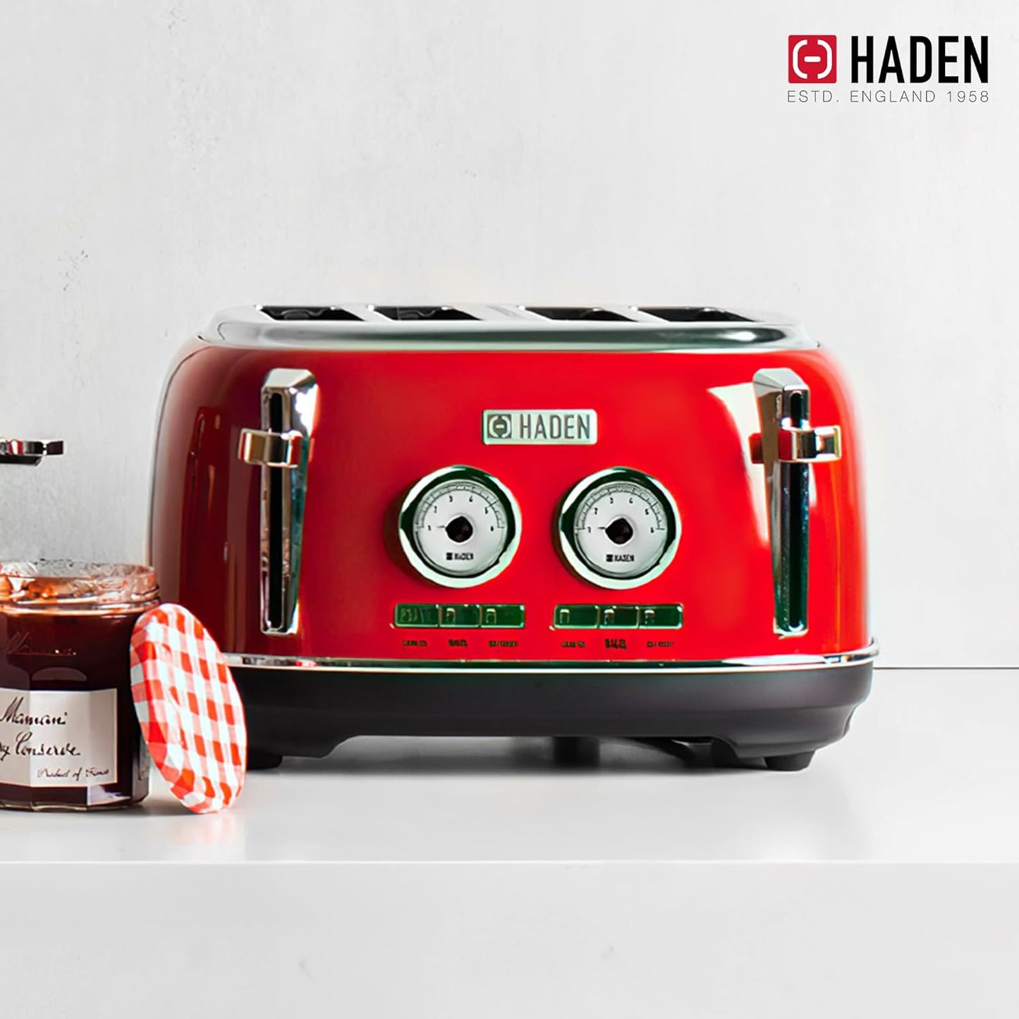 Haden Dorset 75083 Stainless Steel 1500W Retro Toaster 4 Slice Wide Slot w/Removable Crumb Tray and Settings, Black/Copper Toasters w/Adjustable Browning Control, Smart Toaster