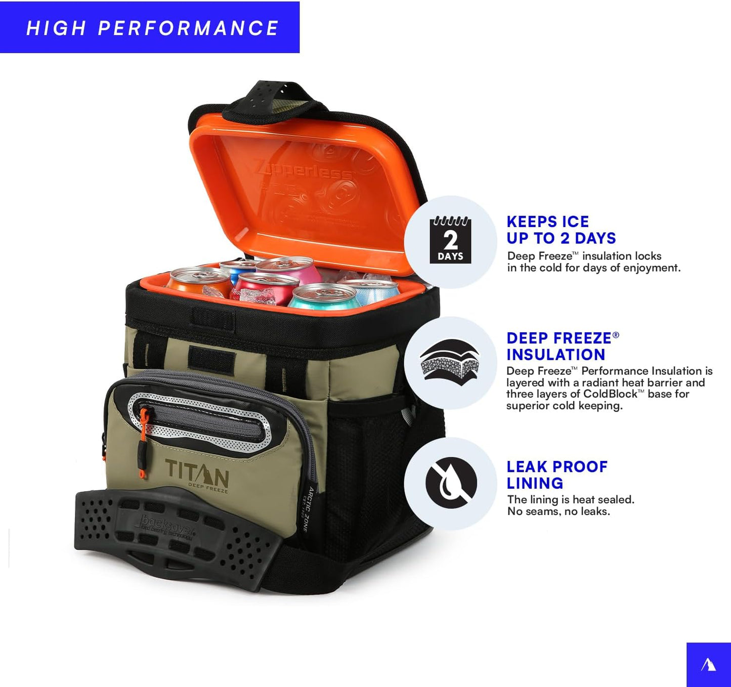 Arctic Zone Titan Deep Freeze 16 Can Zipperless Hardbody Cooler, Moss