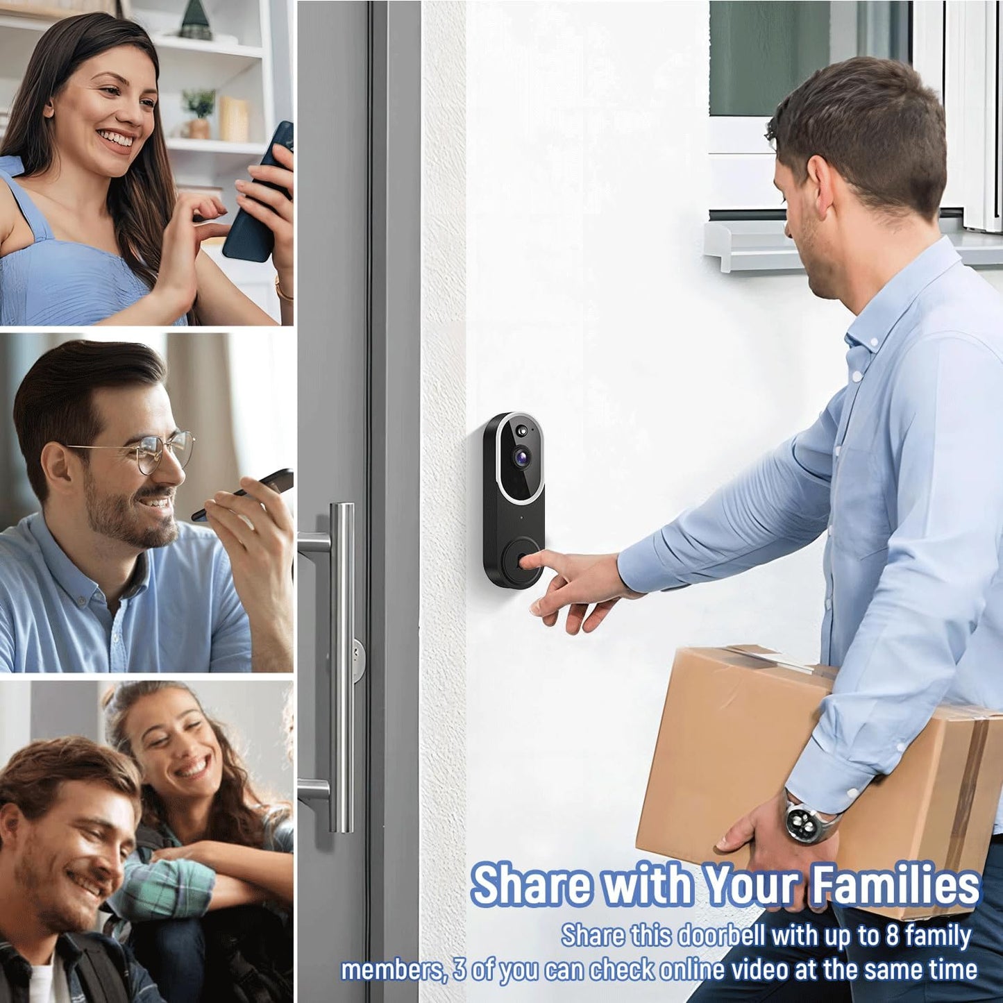 Occuwave 1080P Video Doorbell Camera Wireless with Chime Ringer, Cloud Storage, Live Image, 2-Way Audio, Night Vision, 2.4Ghz WiFi, Indoor Surveillance, Real-Time Alert (Brown+Black)