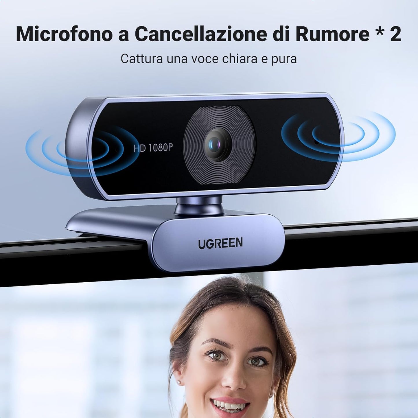 UGREEN 1080P Webcam with 2 Noise-Canceling Microphones, Live Streaming Web Camera, HD Auto Light Correction, USB-A Computer Camera for Zoom/Skype/Teams, Conferencing & Video Calling, PC/Mac/Laptop