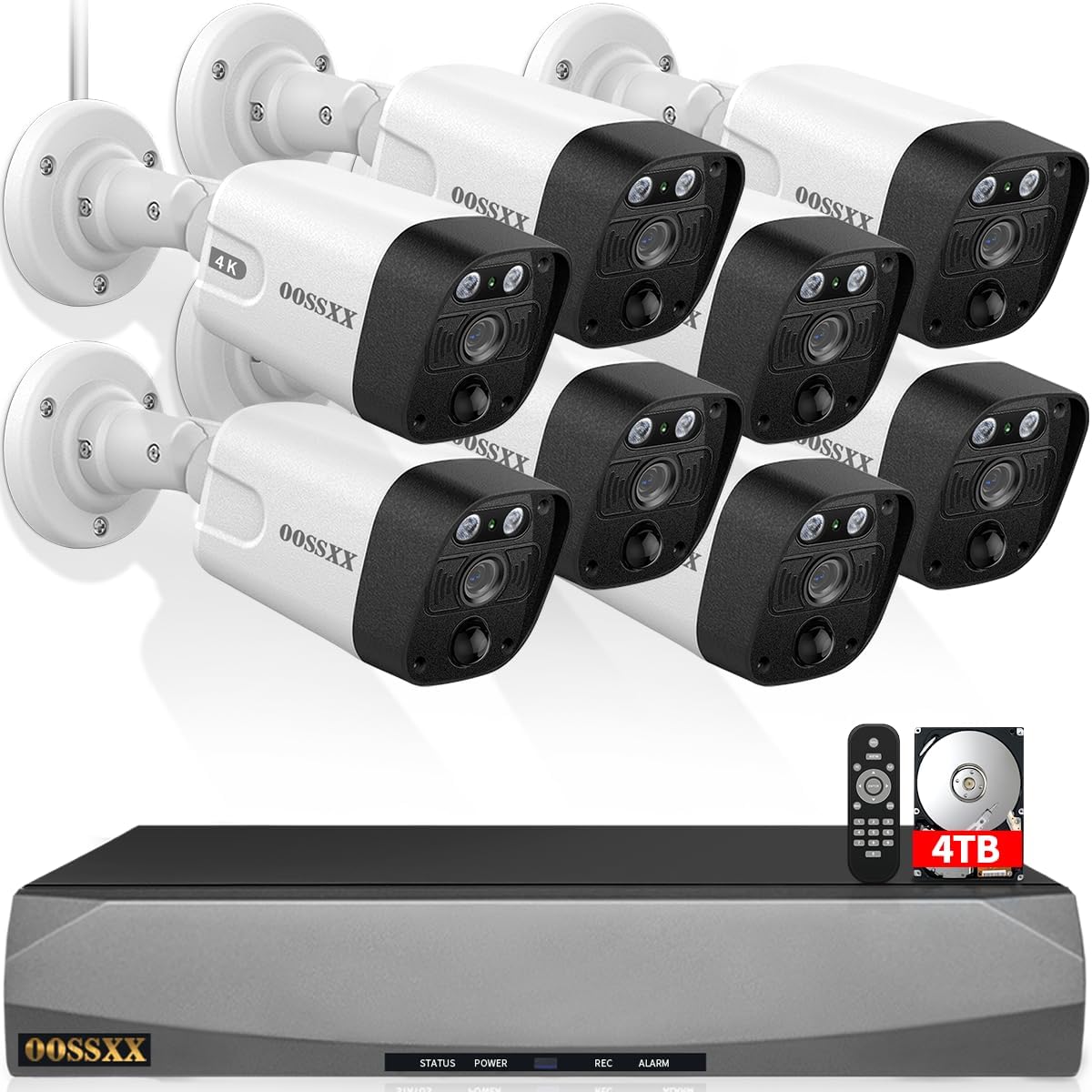 (4K/8.0MP,130°Ultra Wide Angle,2-Way Audio) Wired PoE Camera System with Monitor Outdoor IP Camera for House Indoor Home Security Systems, PIR Surveillance Cameras Video DVR Set