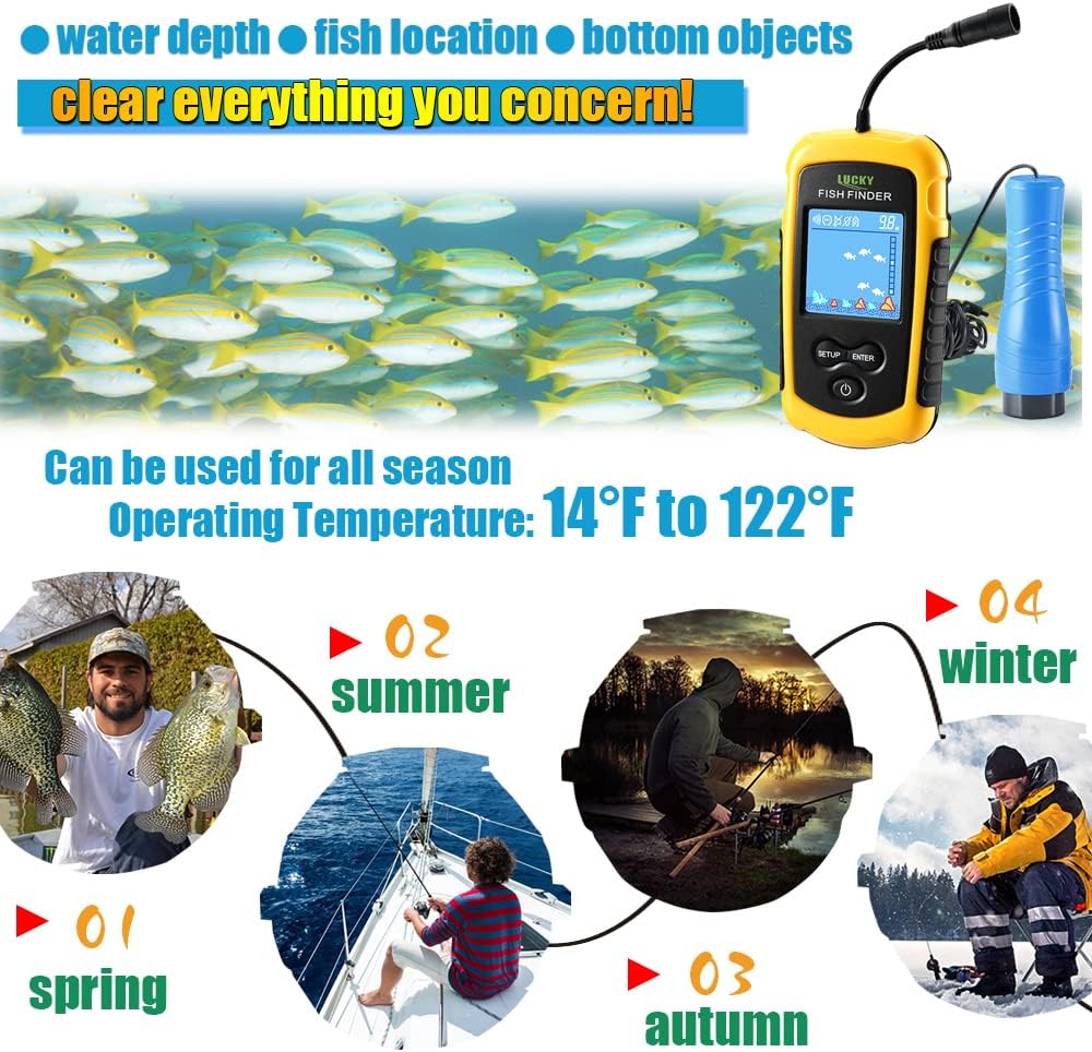 LUCKY Portable Fish Finder for Kayaks Hand held Depth Sounder Fish Detector Depth Finder Fish Finder ice Fishing Boat Fishing Gifts for Men Women