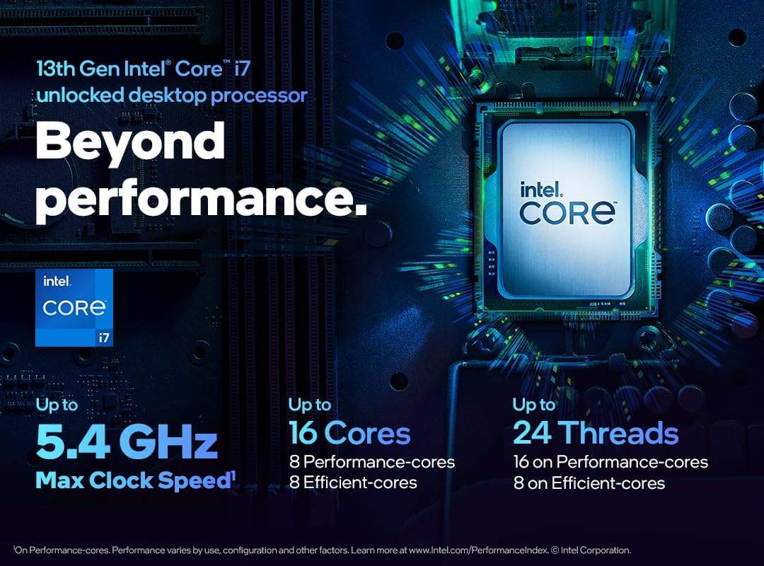 Intel Core i7-13700K Desktop Processor 16 cores (8 P-cores + 8 E-cores) 30M Cache, up to 5.4 GHz