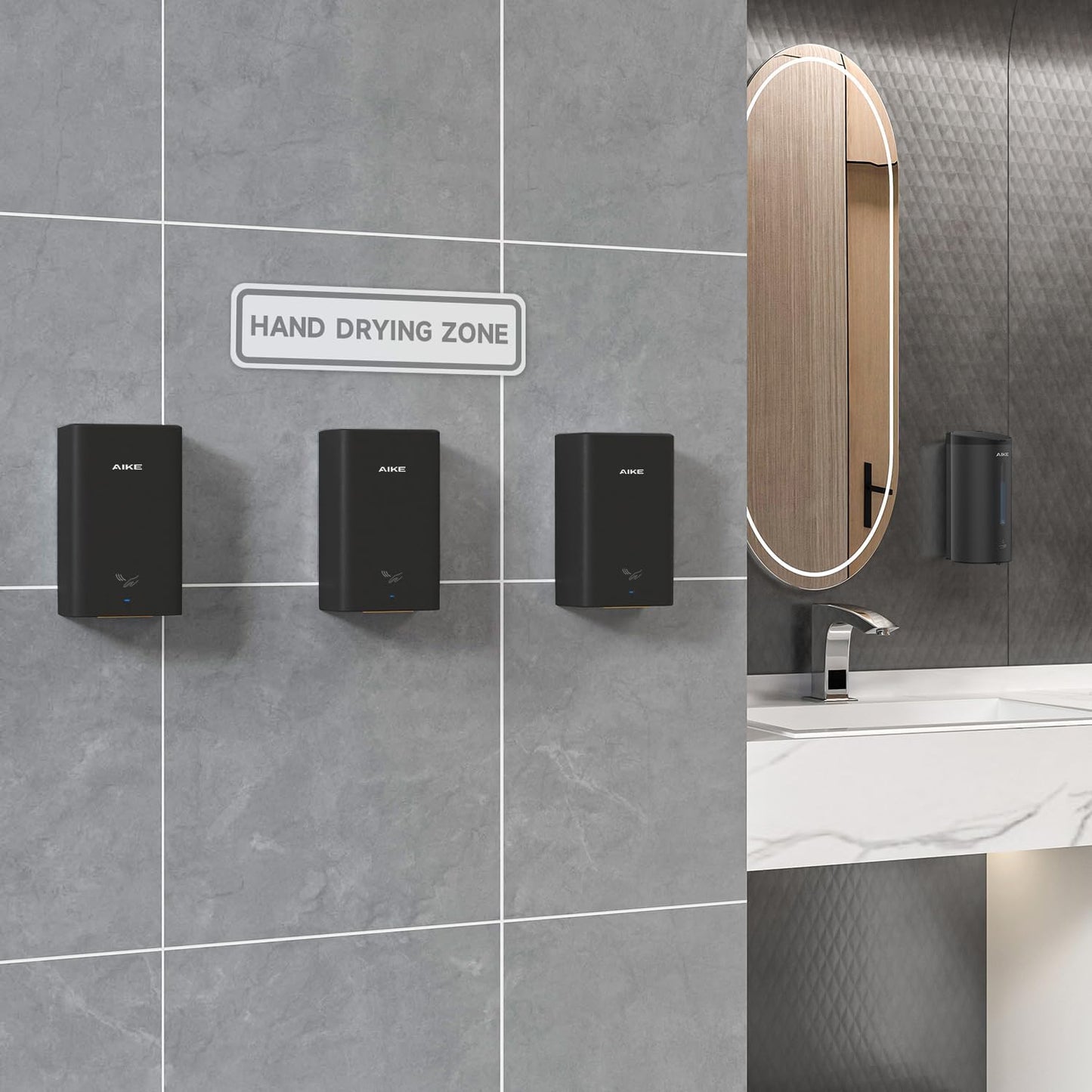 AIKE Surface Mounted ADA Compliant Hand Dryer with HEPA Filter,Black Model AK2822