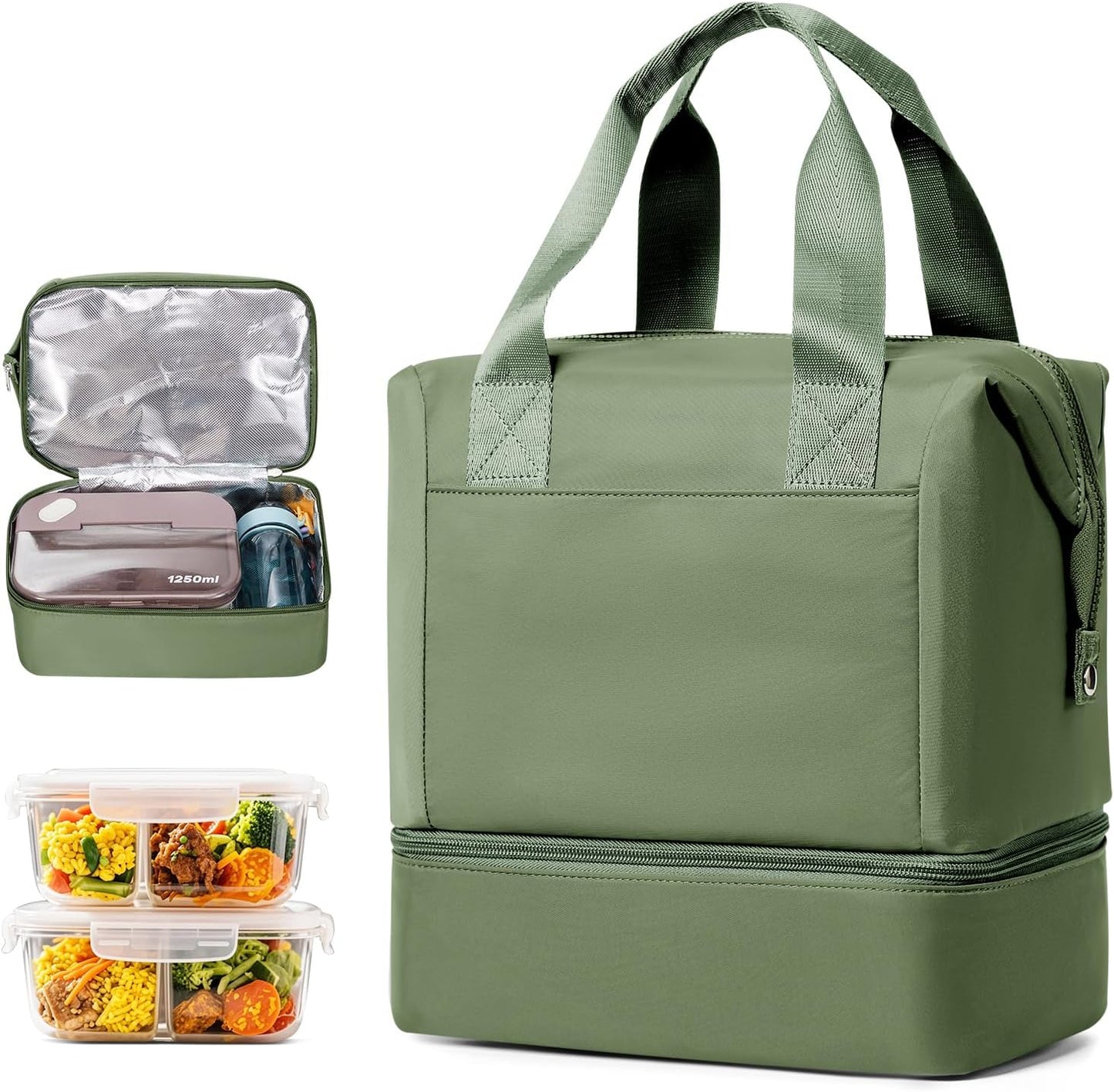 Lunch Bag Insulated Lunch Box Leakproof Lunch Tote Bags for Women Men,Portable Thermal Cooler Bag Lunch Containers with Shoulder Strap for Work, Family, Picnic, School, Outdoor,BBQ C2-Pinkpurple