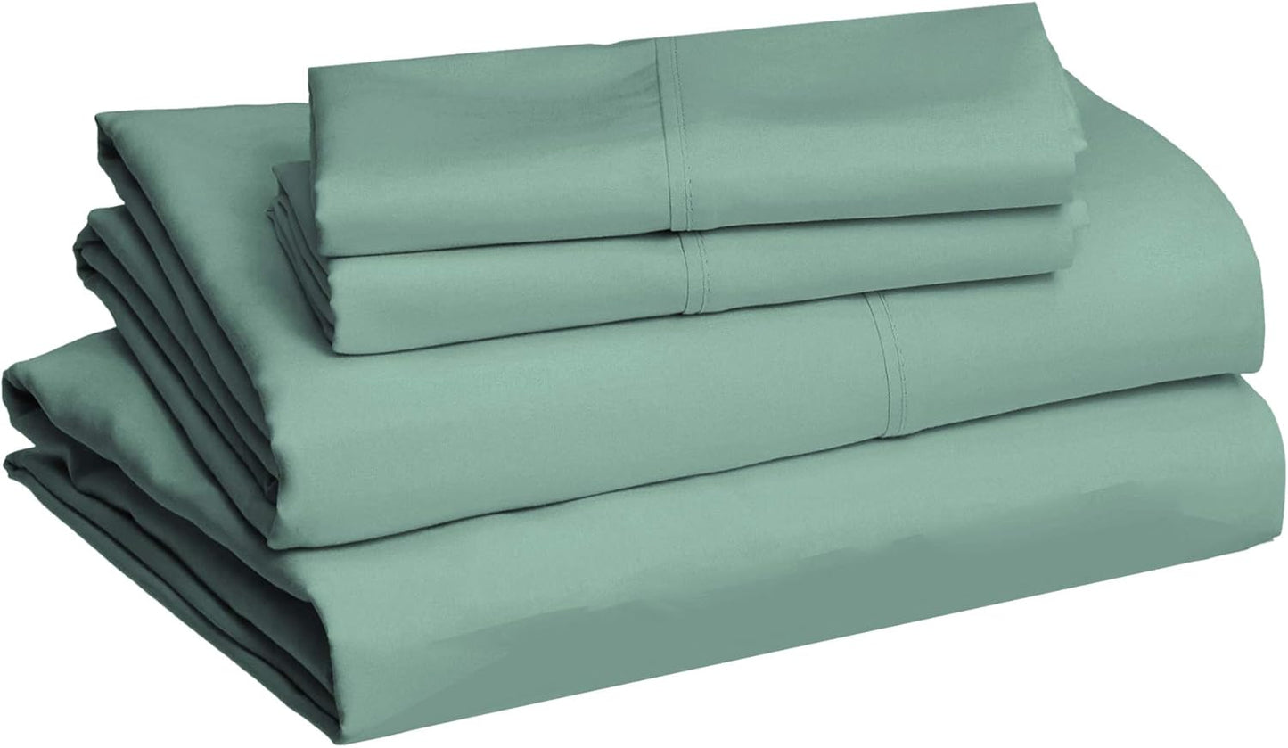Amazon Basics Lightweight, Breathable Microfiber 4-Piece Bed Sheet Set with 14-Inch Deep Pockets, Full, Blush Pink, Solid