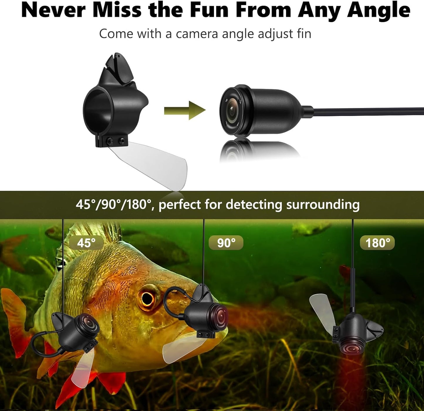 FishPRO Underwater Fishing Camera - MOQCQGR 4.3'' (NO Need Learn) Ice Fishing Camera Underwater, 3-Grade IR Lighting, 4X Zoom, 1000TVL Ice Fishing Fish Finder for Boat Lake Kayak Ice Fishing