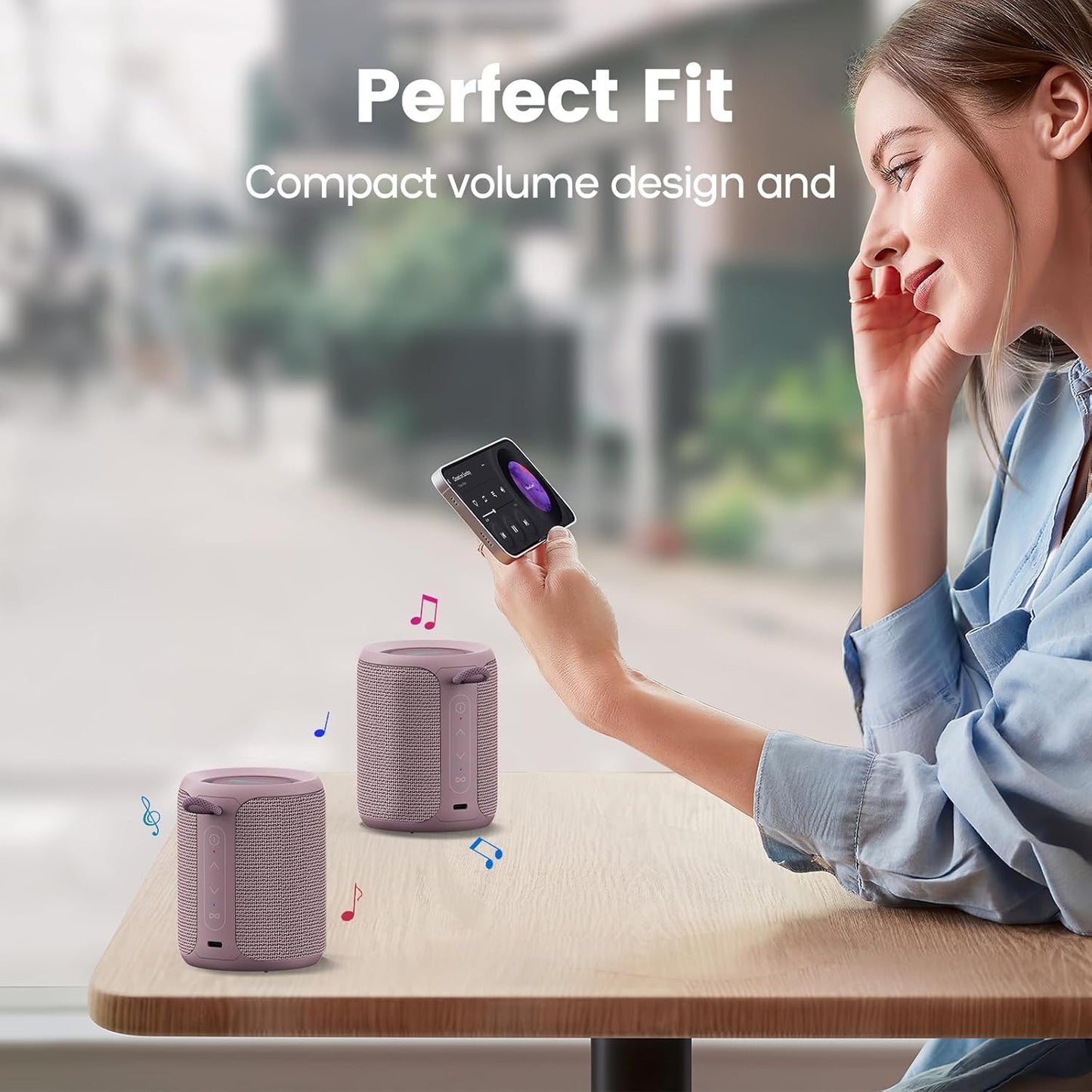 Deeyaple Portable Bluetooth Speaker, IP67 Waterproof Mini Bluetooth Speaker Wireless V5.3 with Stereo Sound,All Day,TWS Pairing,LED Light,Gift for him/her (Black)