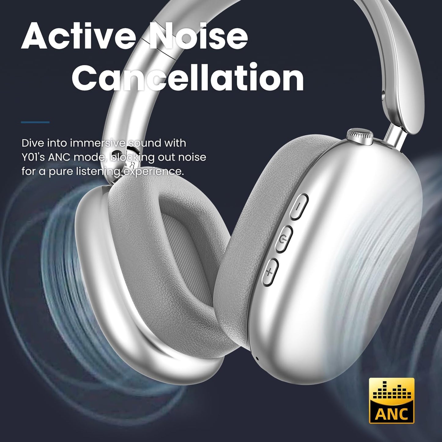 Wentronic Y01 Wireless Over Ear Headphones, Noise Canceling Bluetooth 5.3 Headphones with Microphones,Hi-Res Audio,48H Playtime,Foldable,Breathable Soft Earpads for iOS/Android/Samsung/PC-Green