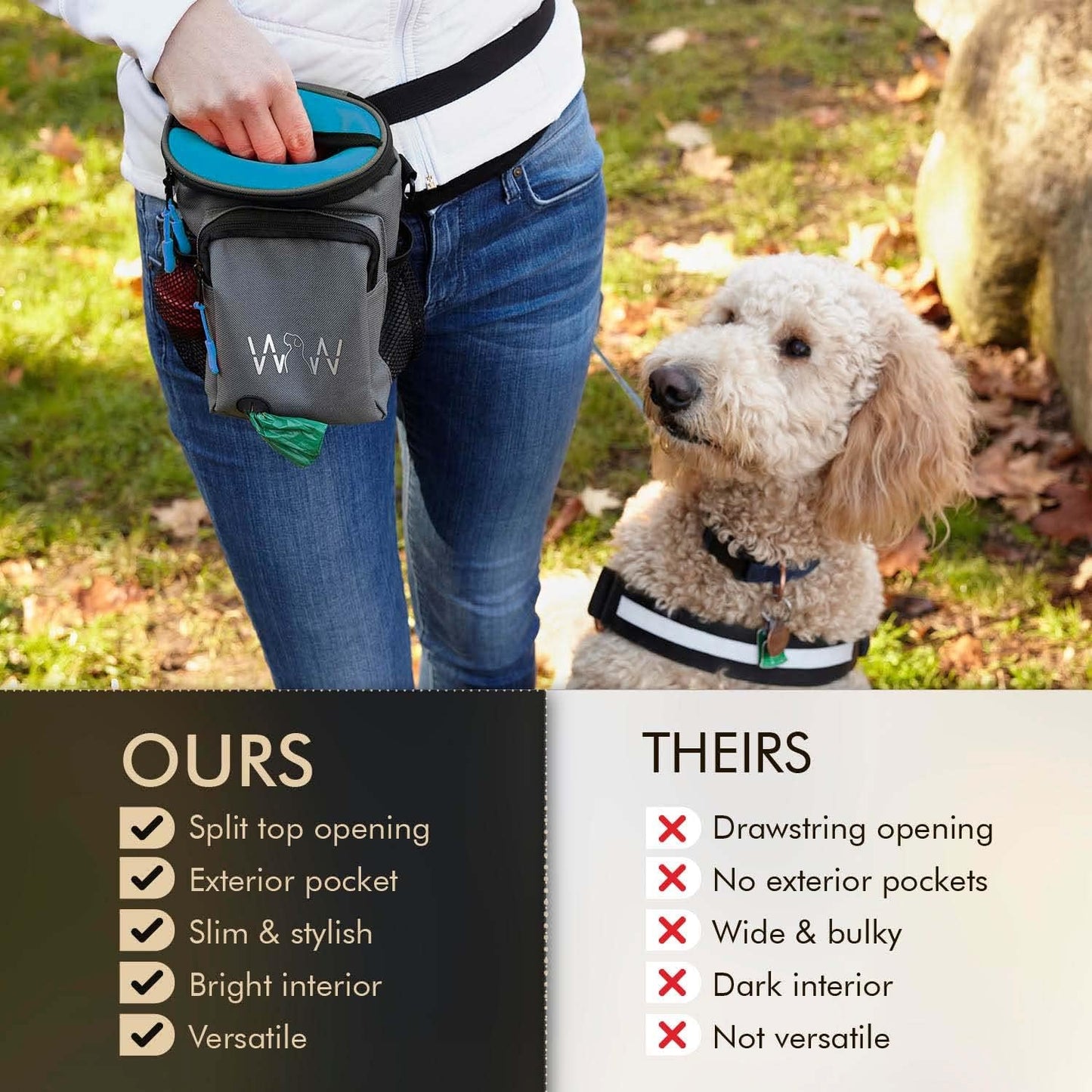 Wolf in Winter Quickdraw XL Dog Treat Pouch Bag for Training with Waste Bag Holder Phone Pocket and Belt Clip – Dog Accessories for Walking Hiking and Puppy Essentials – (Raspberry)