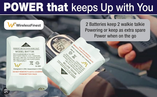 2X BATT3R Rechargeable Battery Pack Replacement for Midland BATT3R BATT-3R, AVP14 LXT600 LXT-600 LXT630 LXT630X3 LXT633 T50, T60, T51, T61, T55, T65, X-Talker Walkie Talkie Radios Batteries 1000mAh
