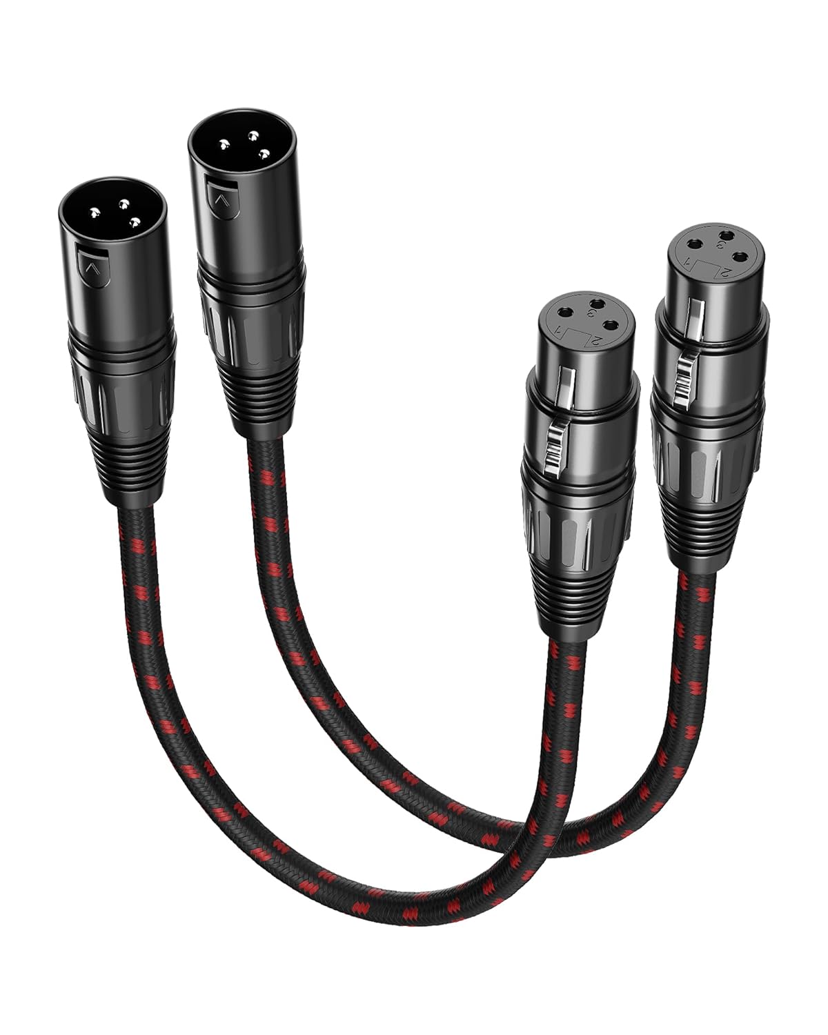 VANDESAIL XLR Cables 25ft 2 Pack, Durable Nylon Braided XLR Microphone Cable, Mic Cable, Shielded and Fully Balanced OFC Male to Female Cord for Recording Mixer Amplifie Speaker Black White