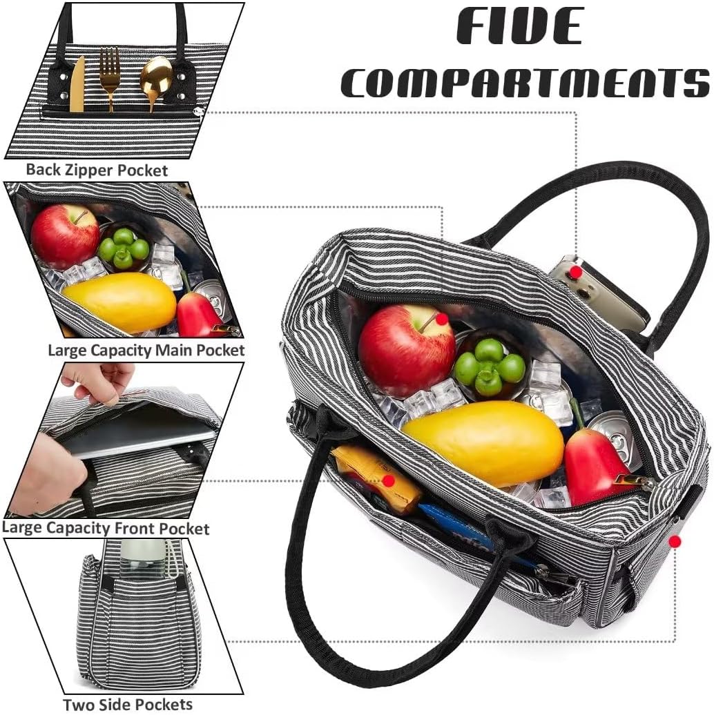 Lunch Bag for Women, Insulated Lunch Box for Work, Large Leakproof Cooler Purse with Side Pockets & Removable Shoulder Strap Women's Lunch Tote Bag for Picnic Work Beach Cute Lunch Bags (Heart)