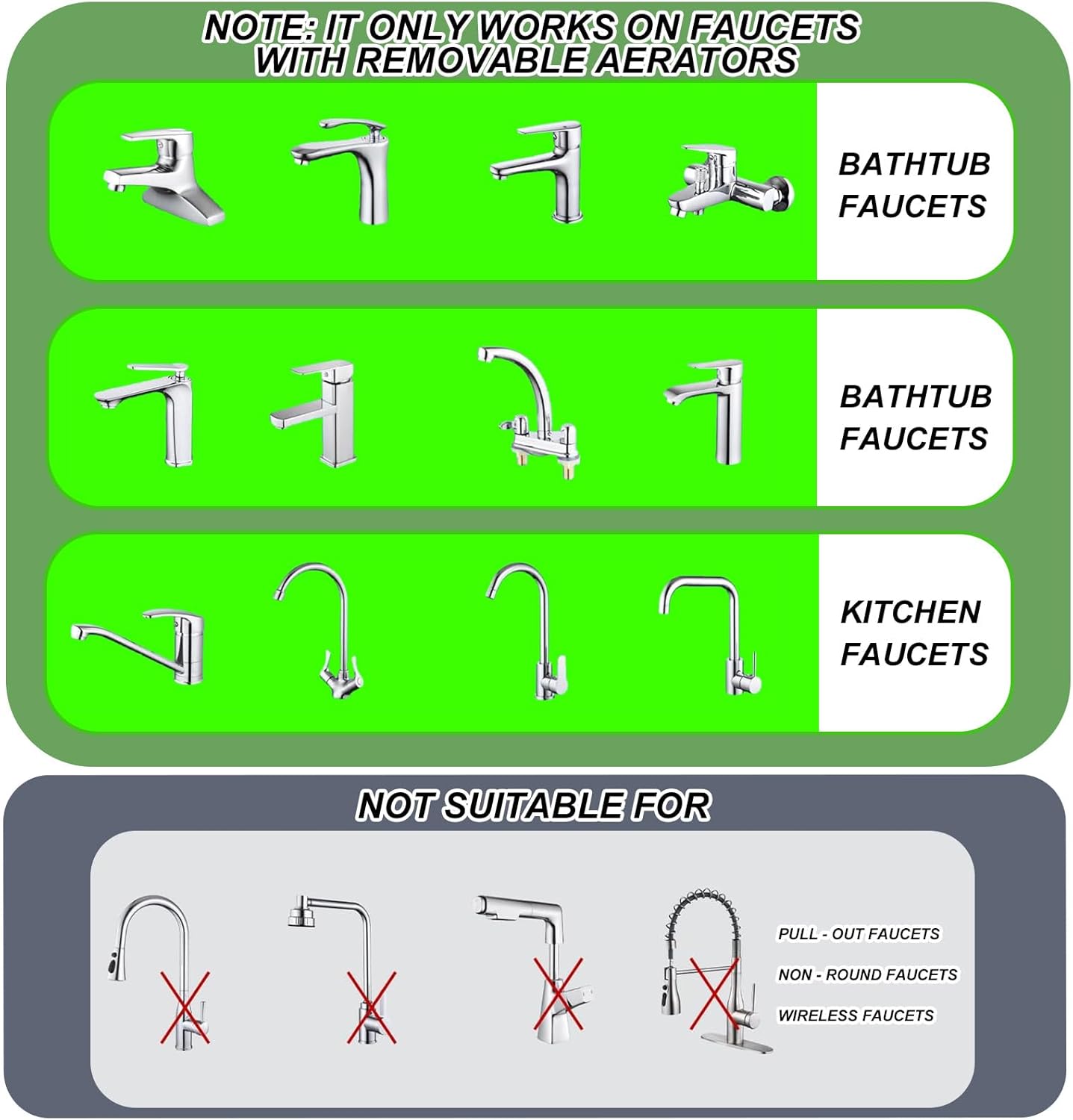lasuroa 2pcs Portable Dishwasher Sink Faucet Adapter with Aerator, Chrome Adapter Kitchen Hose Attachment Connection for 15/16-27 Male or 55/64-27 Famale