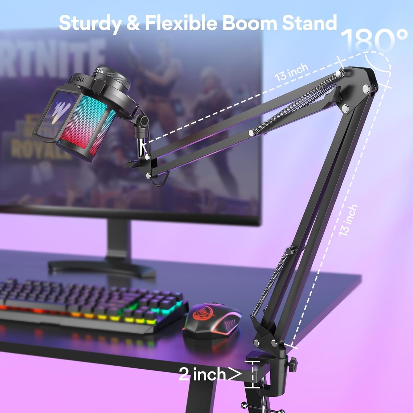 MAONO Gaming USB Microphone, Noise Cancellation Condenser mic with Mute, Gain, Monitoring, Boom Arm for Streaming, Podcast, Vocal, Twitch, YouTube, Discord, PC, Computer, PS4, PS5, Mac, DGM20S