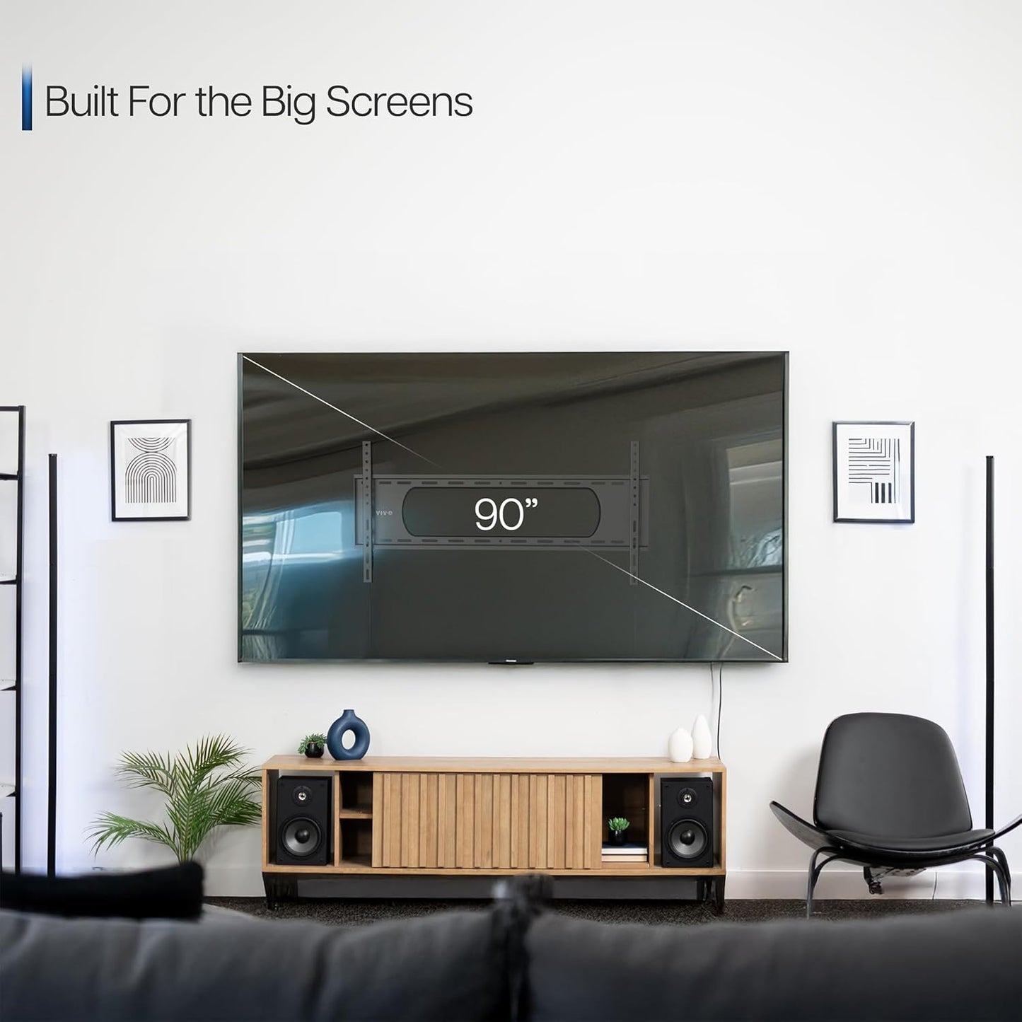 VIVO Extra Large Heavy Duty 43 to 100 inch LCD LED Curved and Flat Panel Screen, TV Wall Mount Bracket with Max 800x400mmmm VESA, Black, MOUNT-VW100F