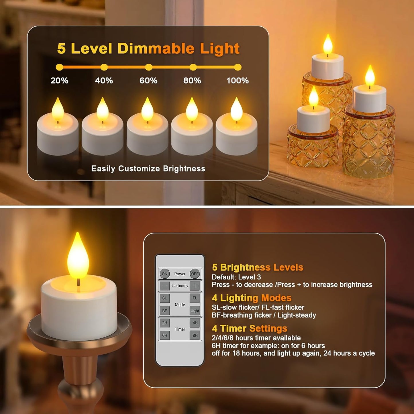 Yme Rechargeable Flameless Candles with Remote, 12 Packs Battery Operated Fake LED Tea Lights Candles Flickering Gift Set for Birthday Halloween Christmas Table Party Decorations Home Indoor Decor