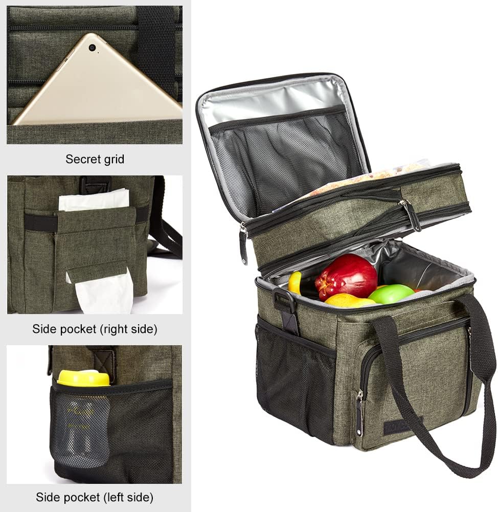 Lunch Bag Women Insulated Lunch Box for Work, Purple Expandable Large Lunch Bags, Leakproof Double Deck Lunch Box Cooler Bag(Purple)