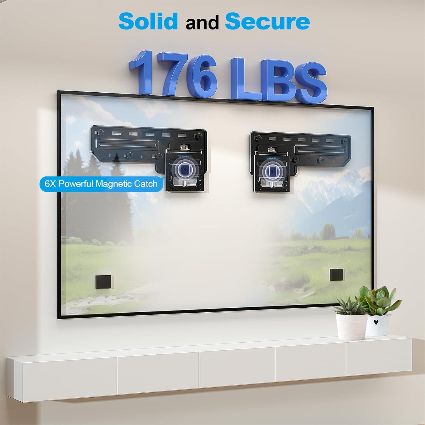 Supcline Ultra Slim TV Wall Mount for 42 to 100 inch Flat TV & Frame TV, Only 0.31” Low Profile Flat to Wall TV Mount, Micro Gap Wall Mount TV Bracket, Hold up to 176 lbs, Blends in Any Interior