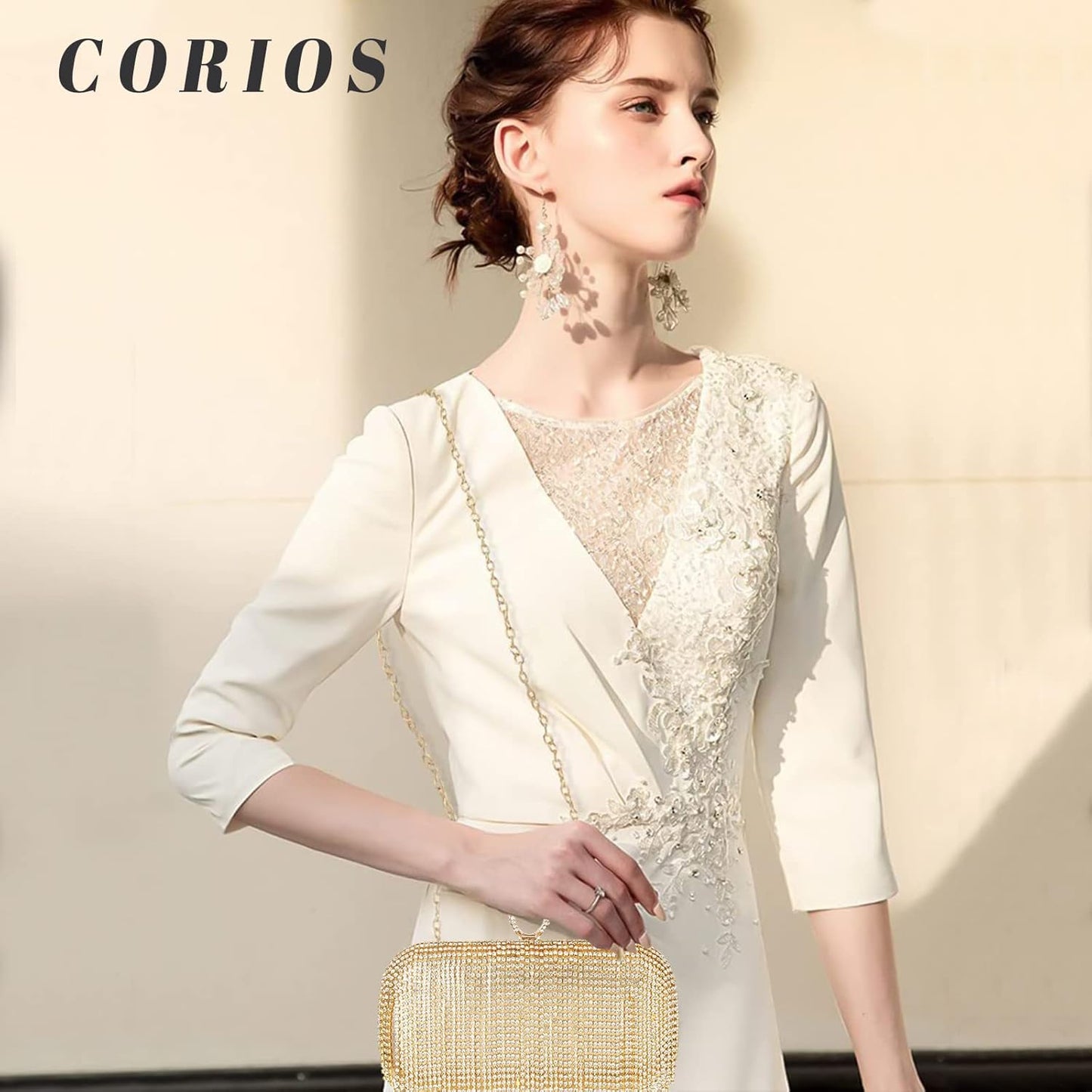 CORIOS Women's Evening Handbag Crystal Tassel Clutch Purses Rhinestones Shoulder Bag Banquet Bag Bridal Wedding Purse