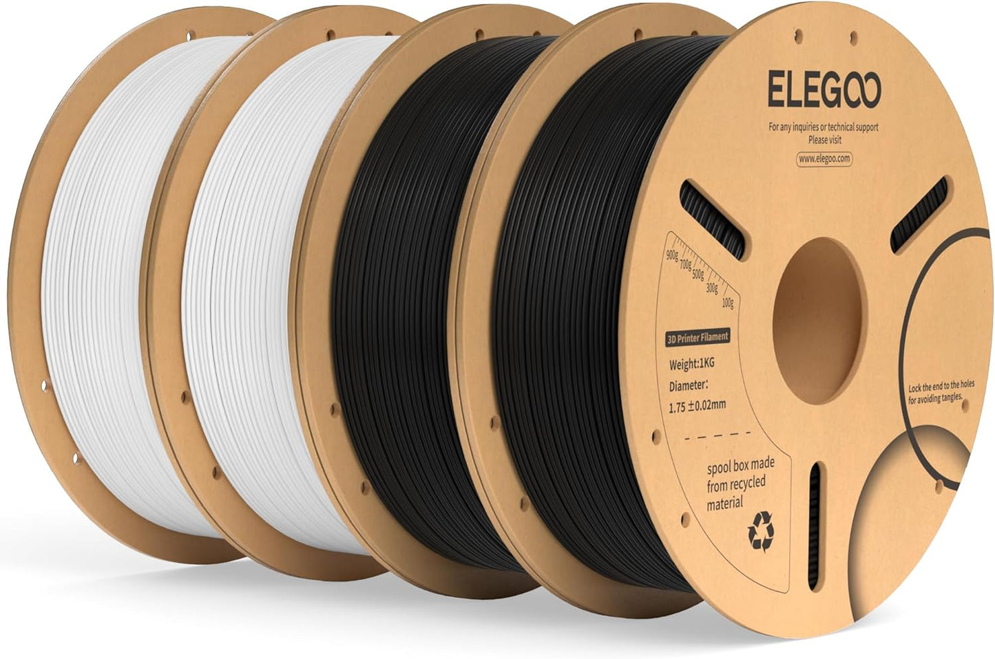 ELEGOO PLA+ Filament 1.75mm Black 4KG, PLA Plus 3D Printer Filament, Dimensional Accuracy +/- 0.02 mm, Tough & High Strength, Fit for Most FDM Printers(1KG/Spool, 2.2 lbs)